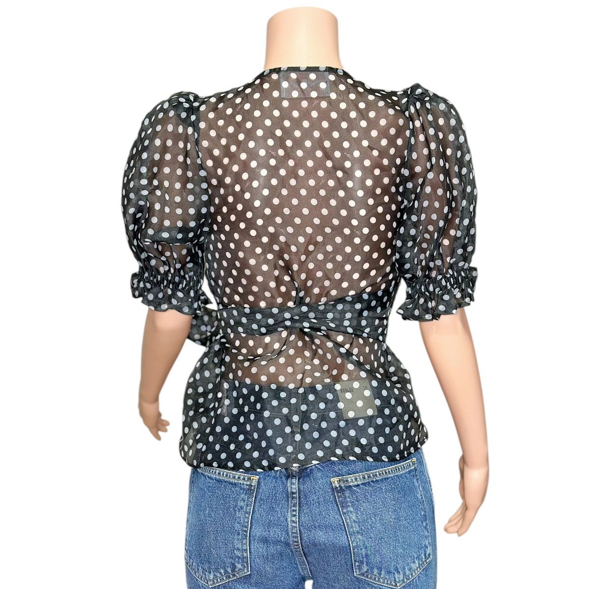 Selkie NEW SELKIE Cloud 9 Organza Wrap Blouse, Black Spot, XS Size XS / US 0-2 / IT 36-38 - 6 Thumbnail