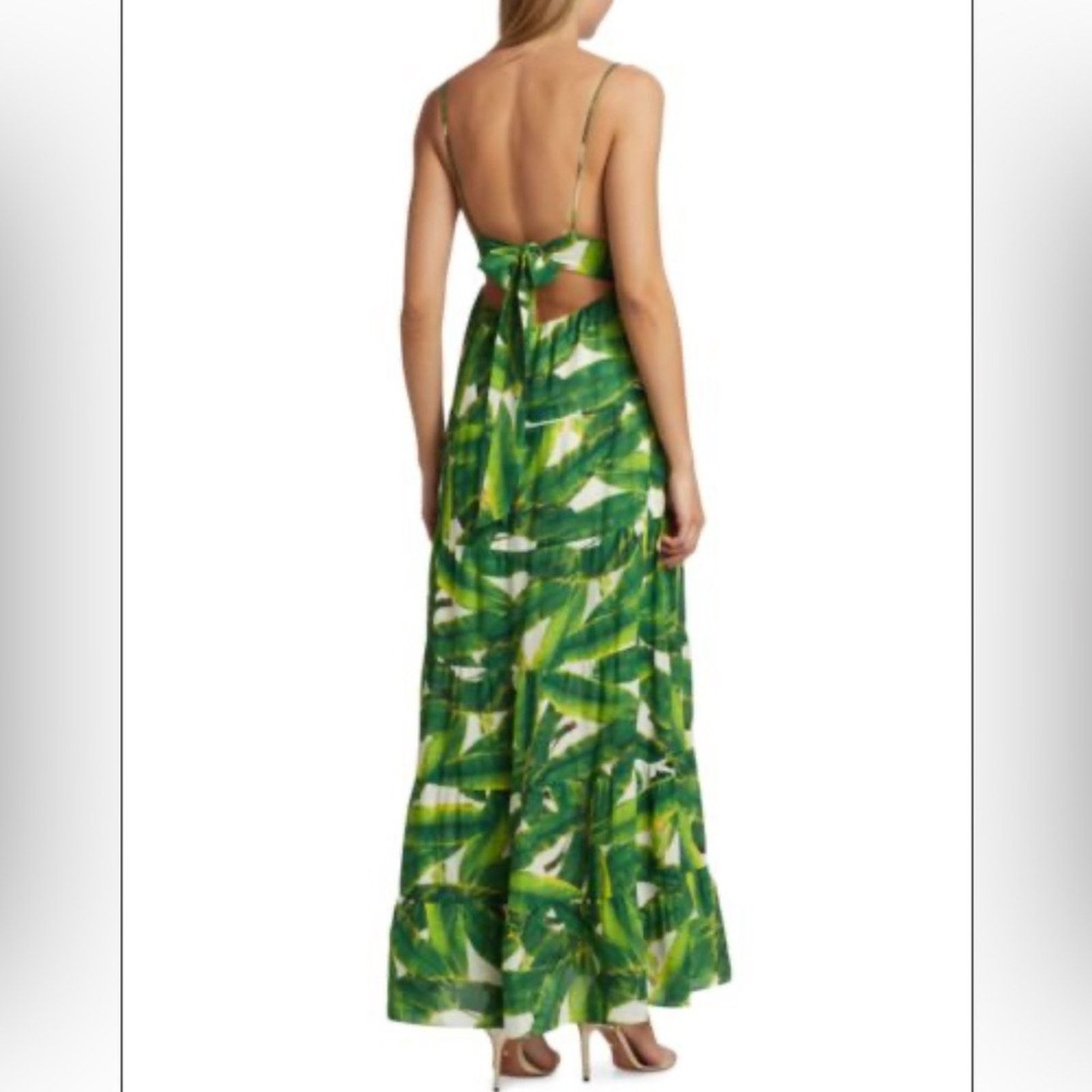 Alice + Olivia NWT Alice+Olivia Karolina Tie Back Maxi Dress Palm Off White Size M / US 6-8 / IT 42-44 - 2 Thumbnail