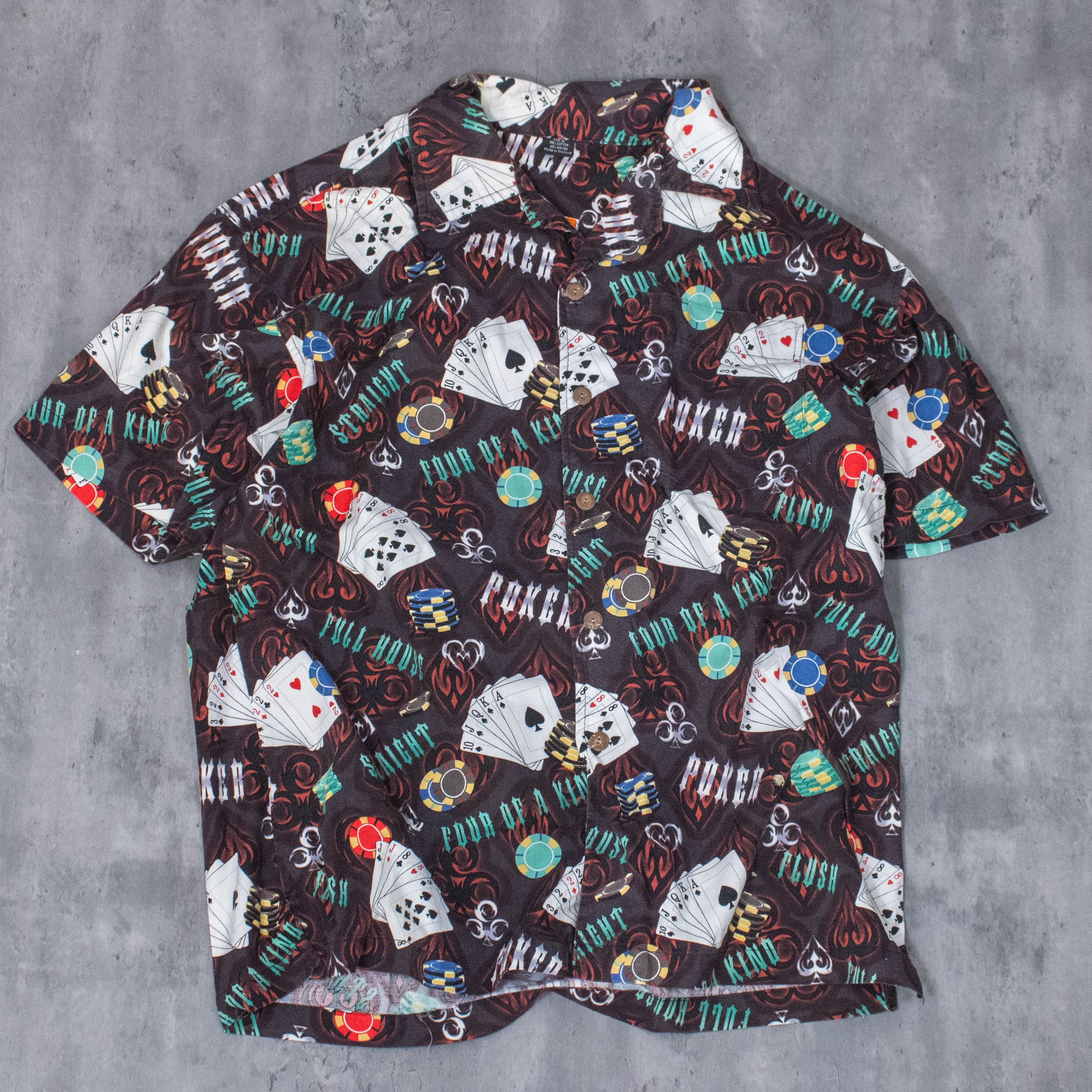 Vintage Y2K 2000s Poker AOP Hawaiian Camp Collar Rayon Shirt Size US L / EU 52-54 / 3 - 3 Thumbnail