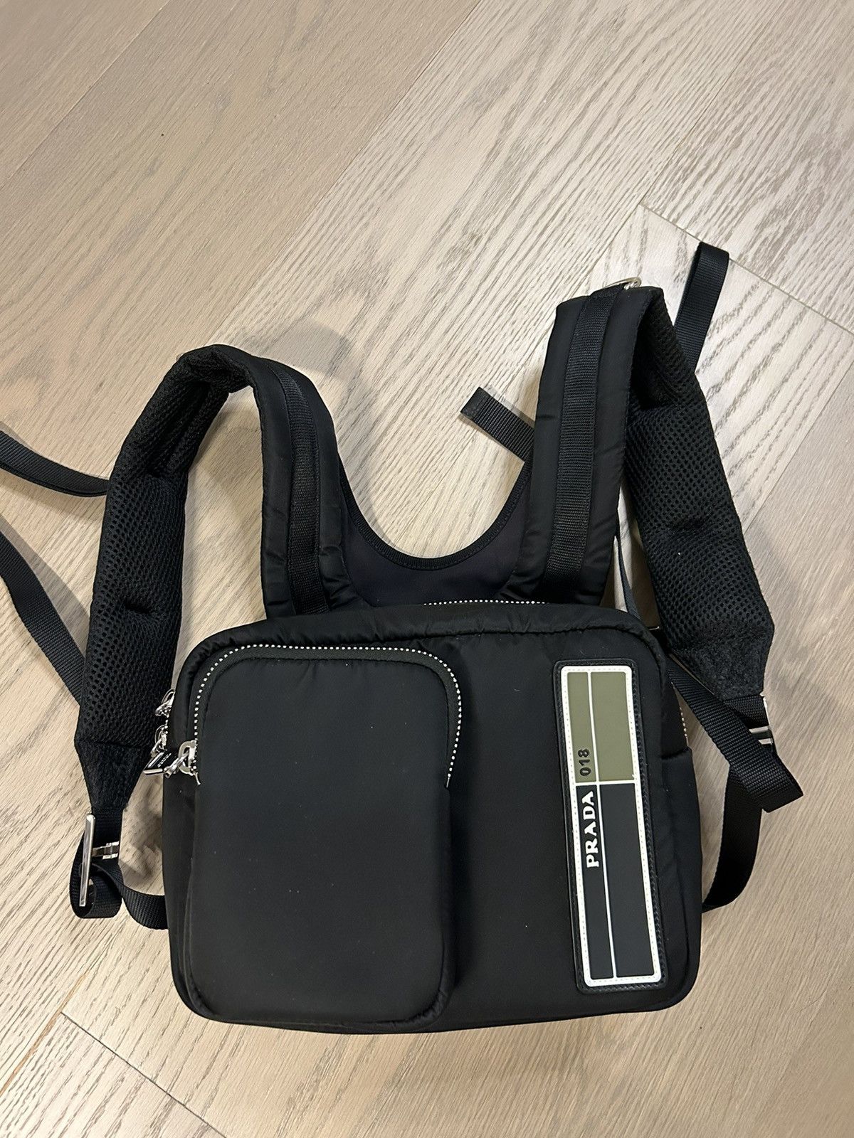 image of Prada Chest Rig Backpack in Black, Men's