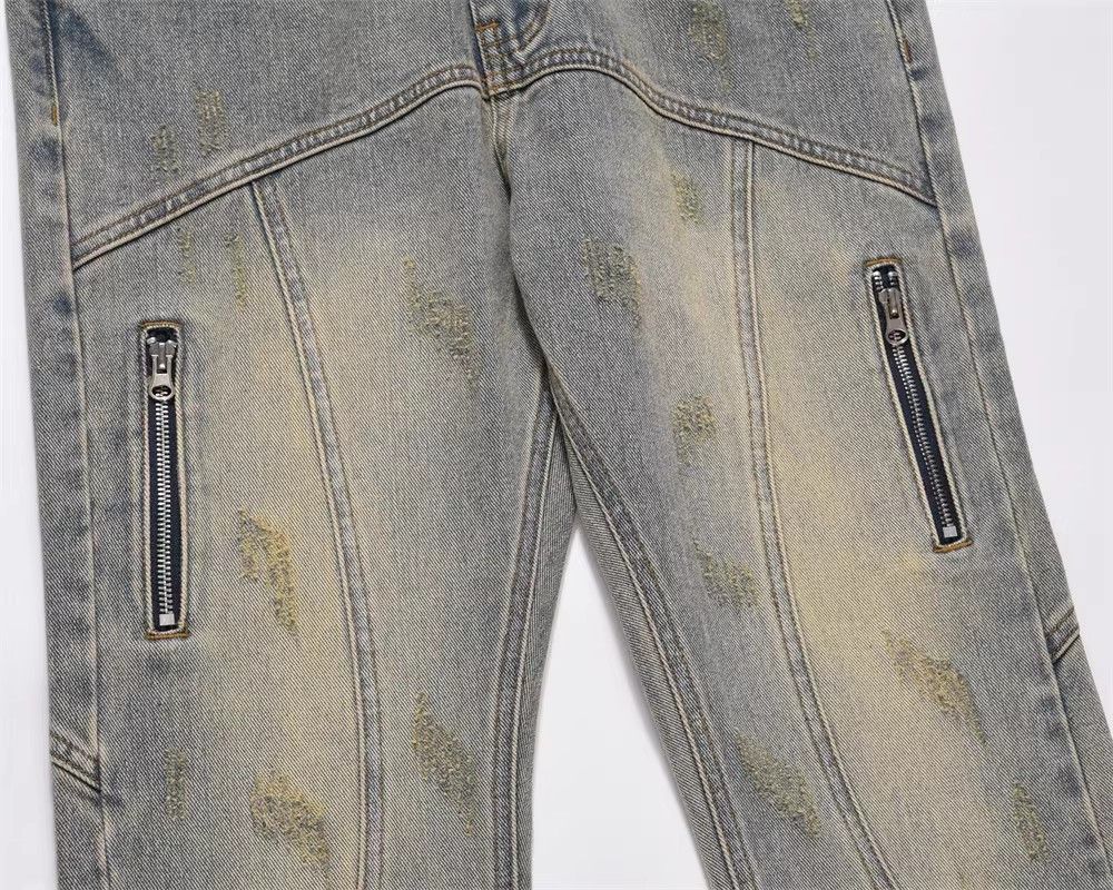 Japanese Brand × Jean Street vintage patchwork distressed bootcut jeans Size US 32 / EU 48 - 6 Thumbnail