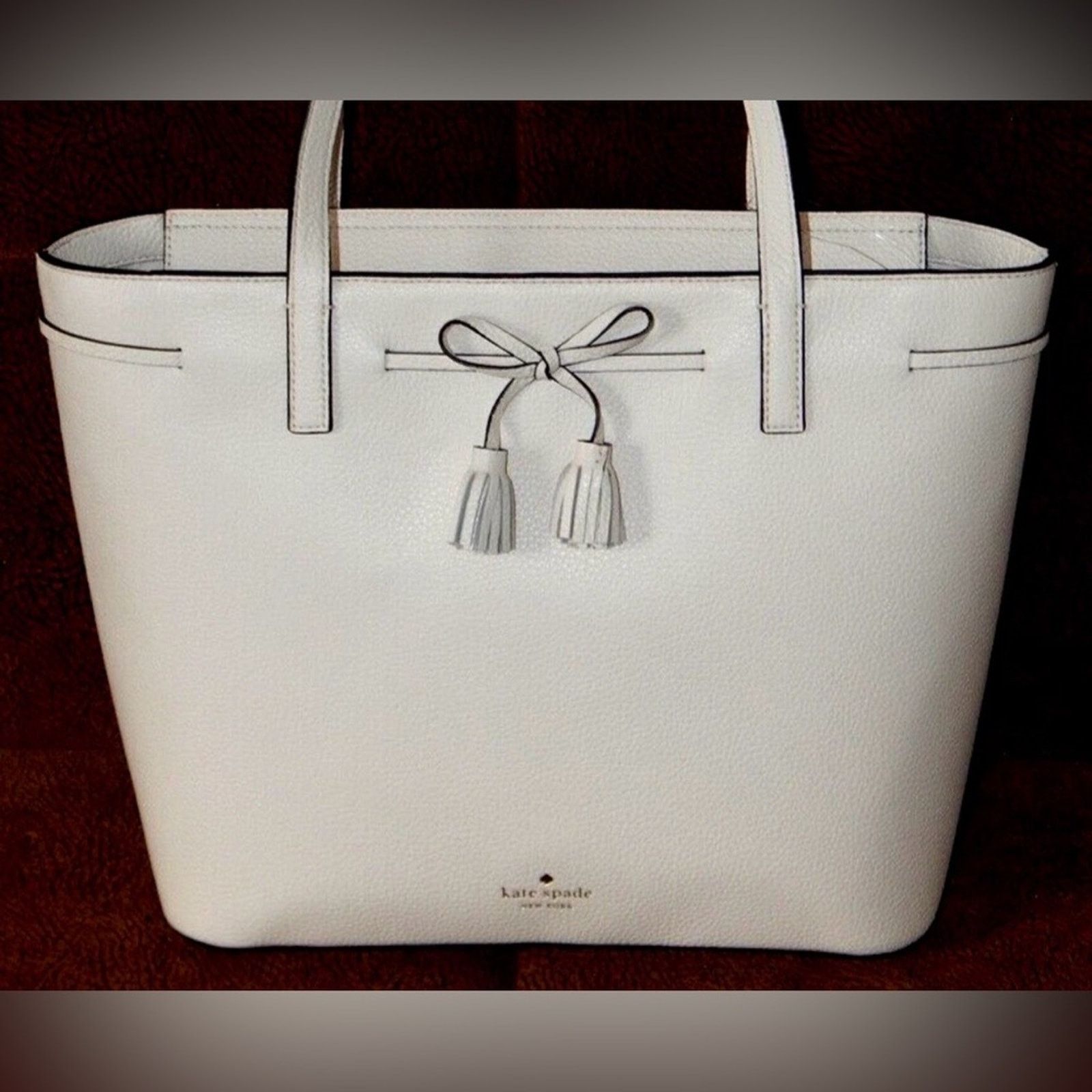 Kate Spade Kate Spade Hayes Ivory Pebbled Leather Double Handles Tote Size ONE SIZE - 2 Thumbnail