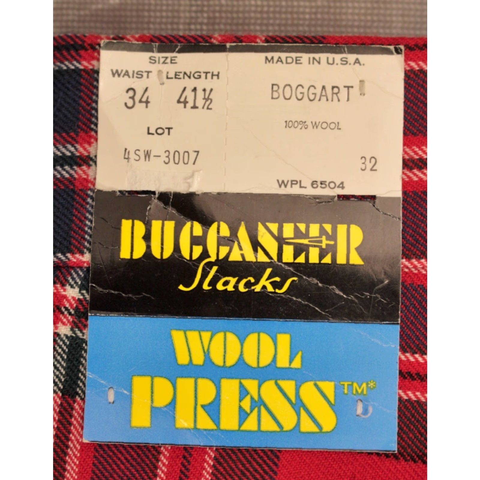 Vintage VINTAGE Buccaneer Slacks Mens 70s NOS Red Green Plaid Wool Pants 34 Unhemmed 53" 42" Inseam Golf Trousers Straight Leg Mens Size US 34 / EU 50 - 4 Thumbnail