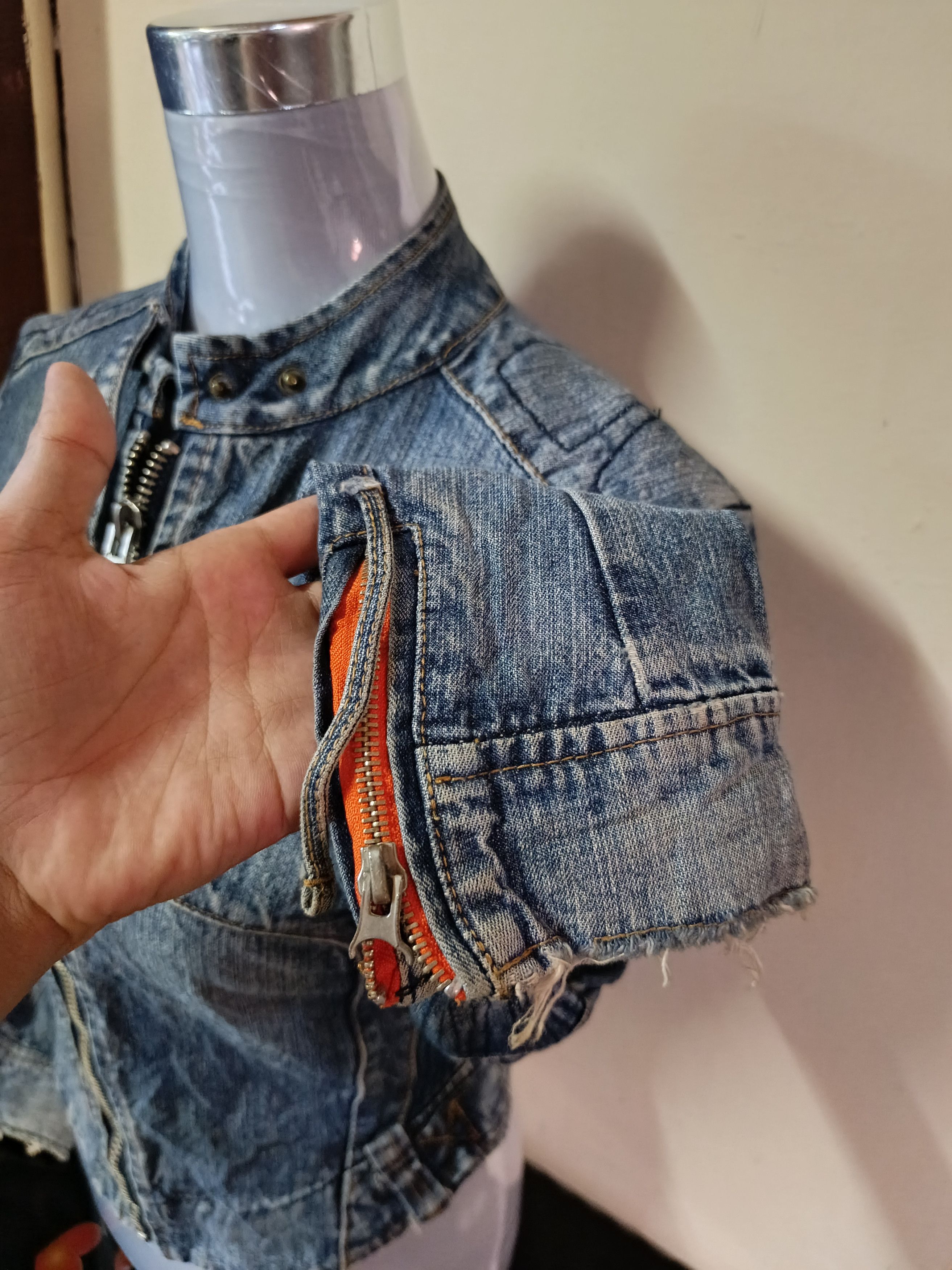 Japanese Brand Vintage denim motorcycle jacket women's Size S / US 4 / IT 40 - 5 Thumbnail