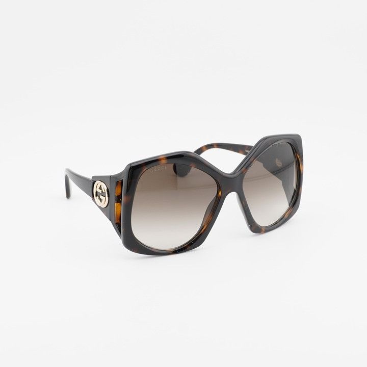 Gucci Gucci GG0875S 002 Sunglasses Havana Square Frame Size ONE SIZE - 5 Thumbnail