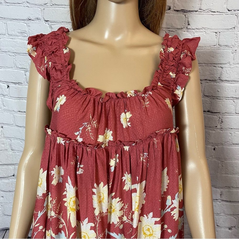 Free People NWT New $88 Free People Bali Wild Daisy Renaissance Red Com Size XS / US 0-2 / IT 36-38 - 7 Thumbnail