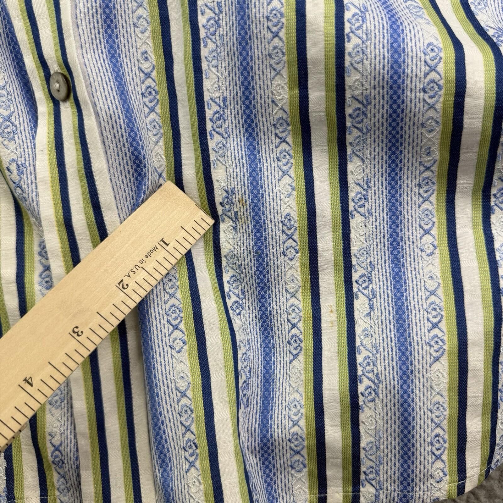 Robert Graham Robert Graham Striped 4XL Blue White Green Button Up Shirt Size US XXL / EU 58 / 5 - 12 Thumbnail