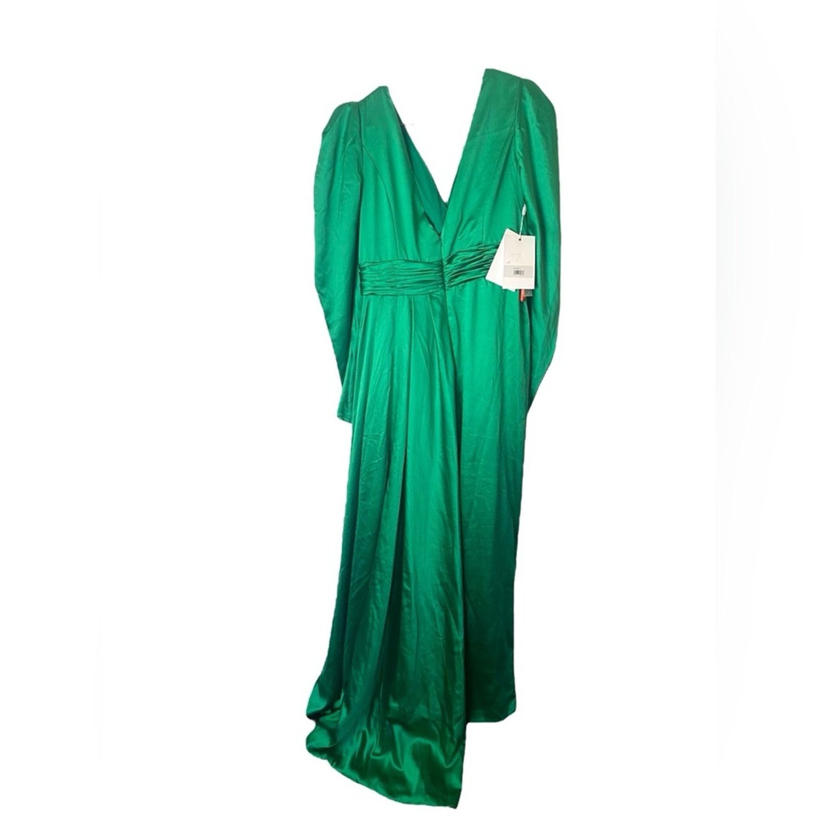 Designer Mac Duggal FAUX WRAP LONG SLEEVE A LINE GOWN Green 12 Size XL / US 12-14 / IT 48-50 - 4 Thumbnail