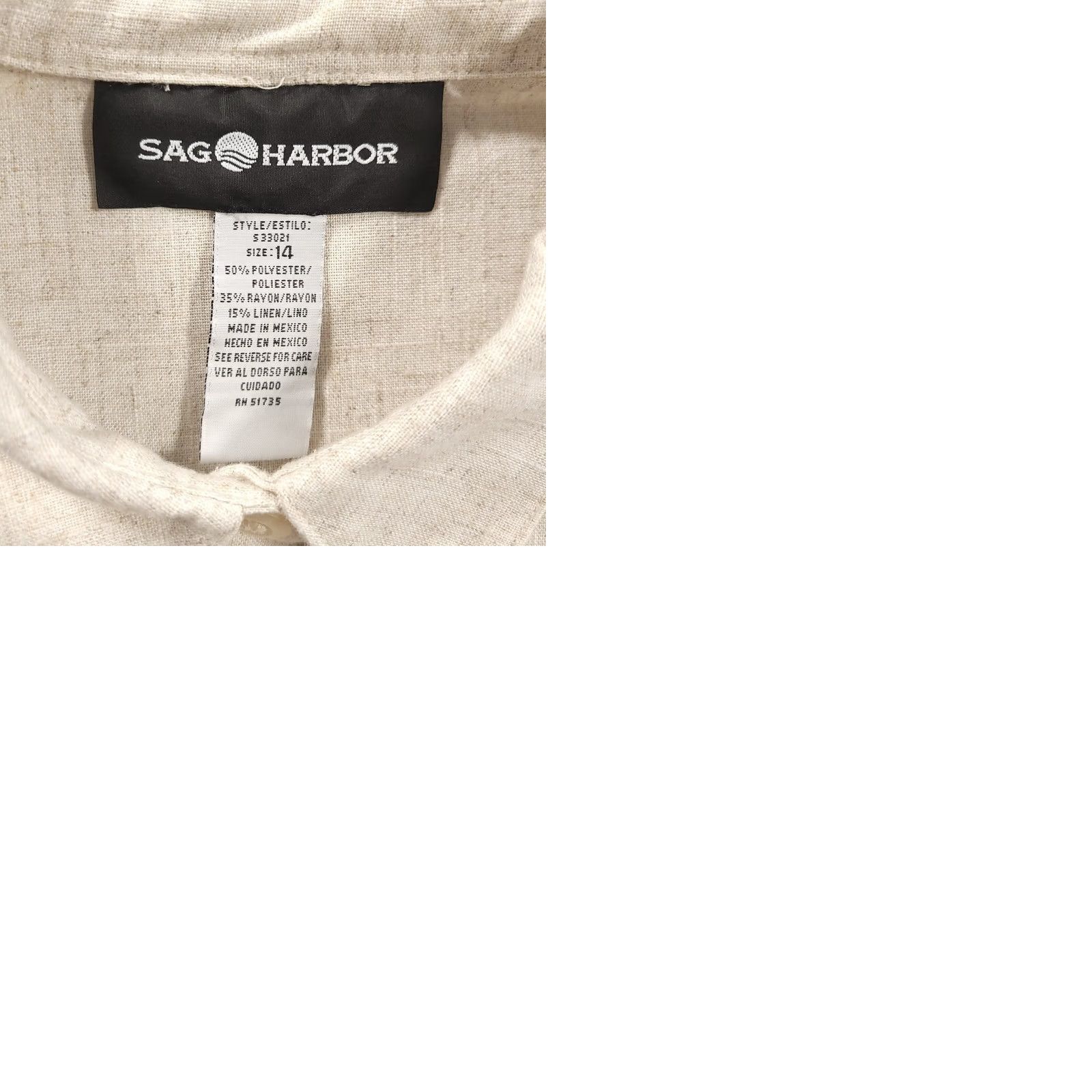 Vintage Sag Harbor Womens 14 Linen Blend Tan Beige Button-Up Top Shoulder Pads Pockets Shirt Casual Womens Size XL / US 12-14 / IT 48-50 - 9 Thumbnail