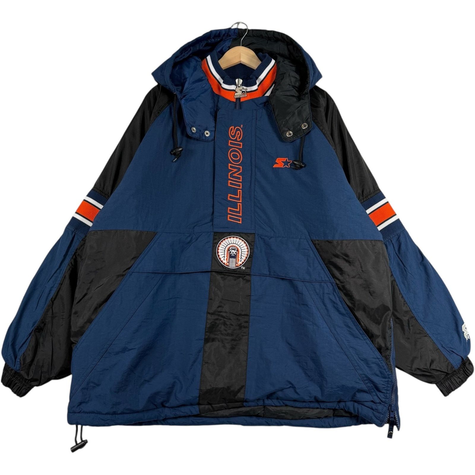 Starter Vintage 90's Illinois Illiniwek Full Zip Hooded