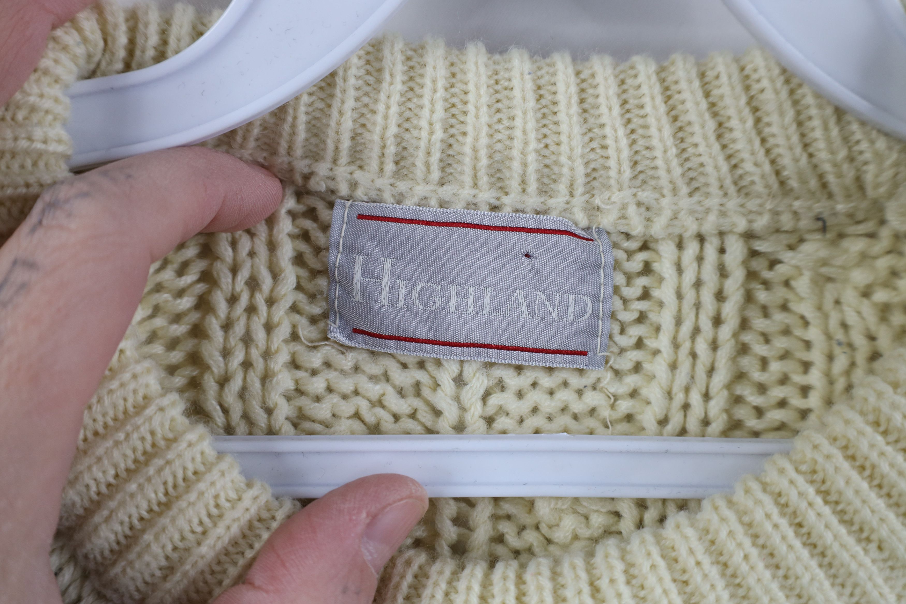 Vintage Vintage 90s Streetwear Cable Knit Fisherman Sweater Cream Size M / US 6-8 / IT 42-44 - 7 Thumbnail