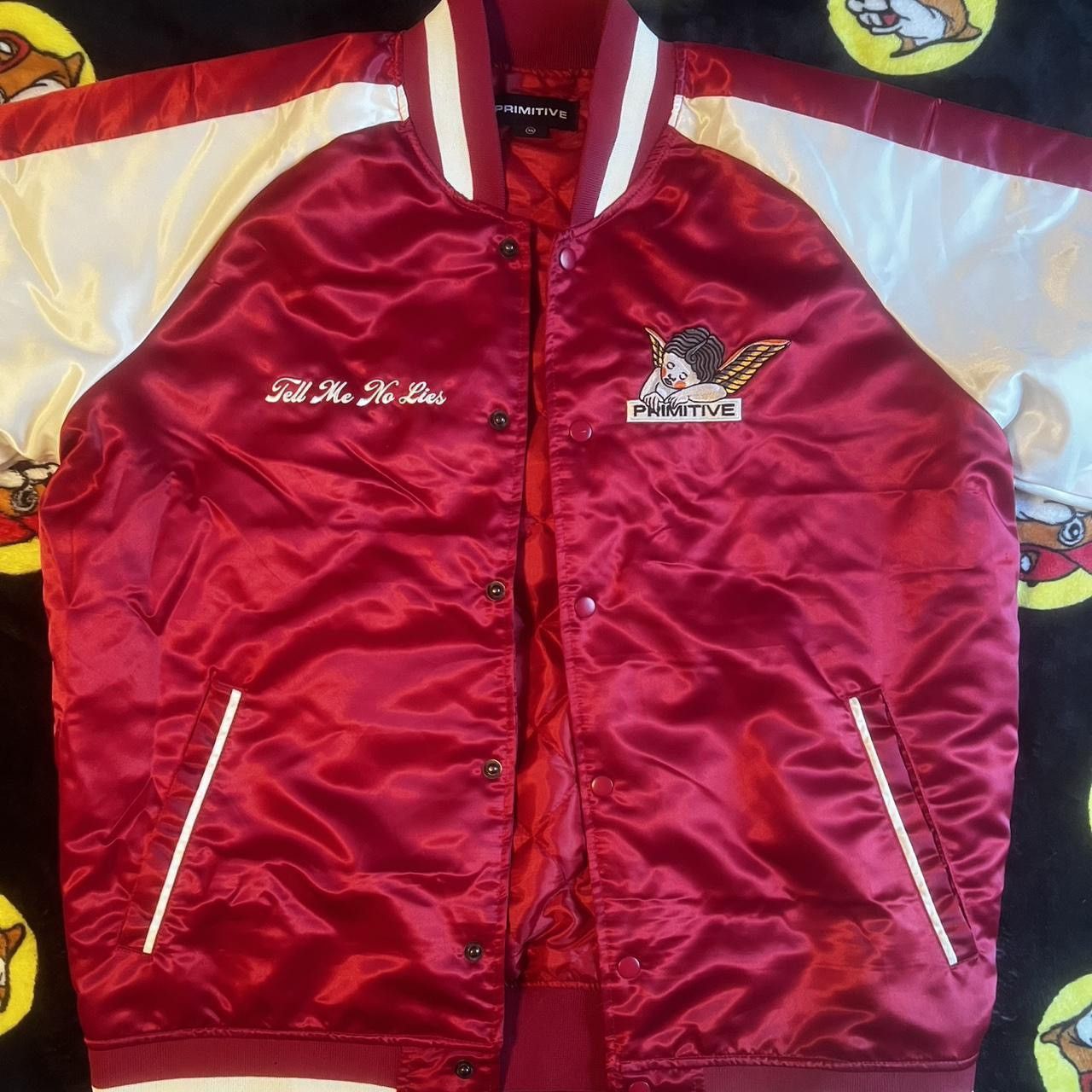 Primitive Burgundy and White Primitive Bomber Jacket Size US XL / EU 56 / 4 - 5 Thumbnail