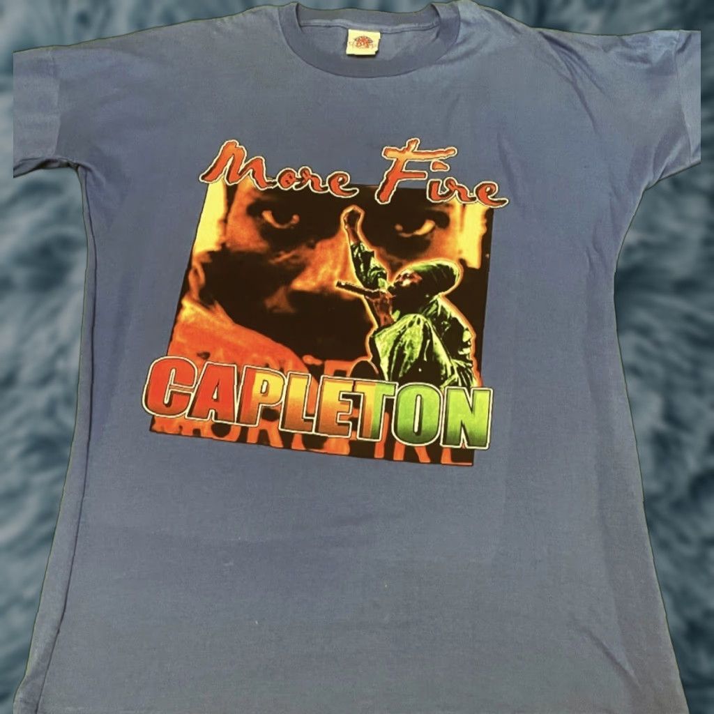 Vintage VINTAGE 90s More Fire Capelton Reggae VTG Rap Tee Shirt Mens Size XXL Bob Marley Blue Capelton Hip Hop Rasta Music 90s Mens Size US XXL / EU 58 / 5 - 1 Thumbnail