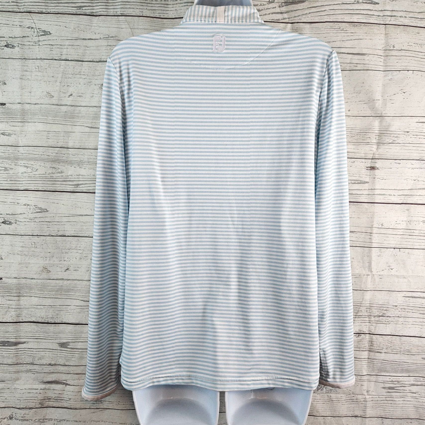 Footjoy Footjoy Womens 1/4 Zip Pullover Sz Medium Blue White Striped Long Sleeve Shirt Size M / US 6-8 / IT 42-44 - 3 Thumbnail