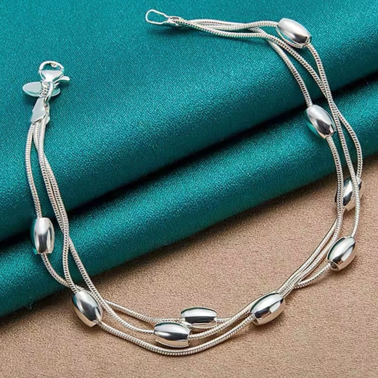 Other Sterling Silver Beaded Bracelet 8” Size ONE SIZE - 6 Thumbnail