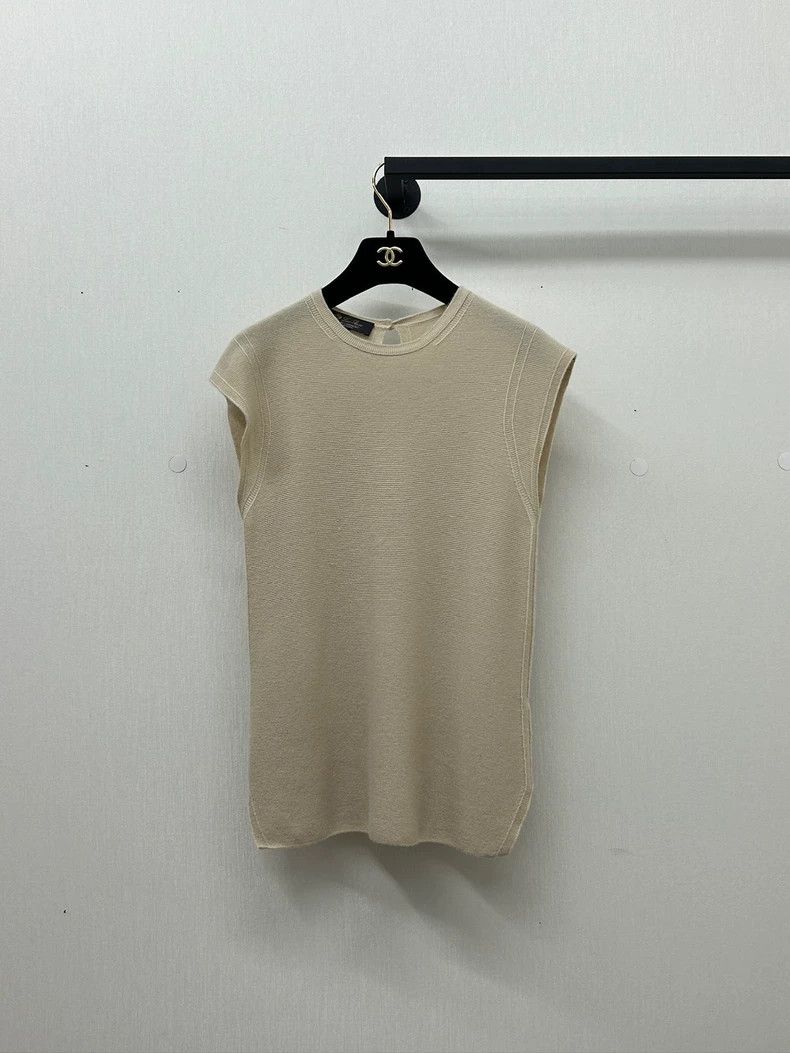 Loro Piana LORO PIANA Camel colored cashmere open shirt sleeveless kn Size L / US 10 / IT 46 - 5 Thumbnail