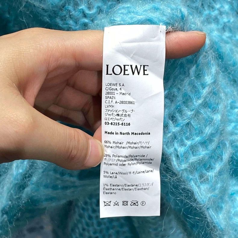 Loewe LOEWE Blue lace front logo cashmere sweater Size S / US 4 / IT 40 - 4 Thumbnail