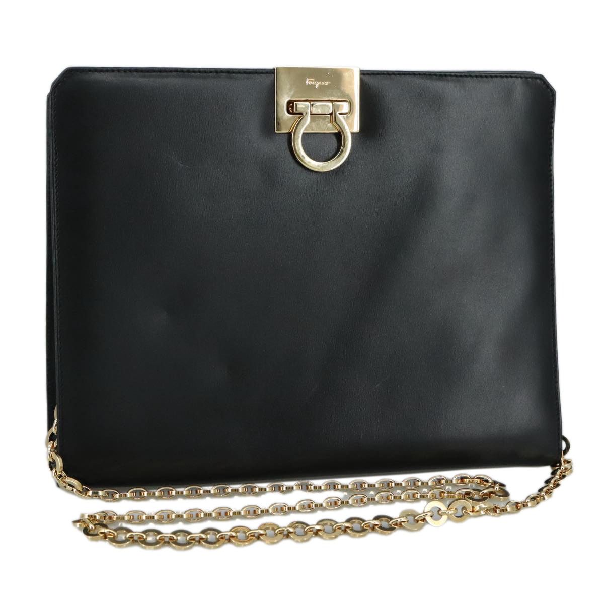 Salvatore Ferragamo Salvatore Ferragamo Gancini Shoulder Bag Leather Black Gold Size ONE SIZE - 1 Thumbnail