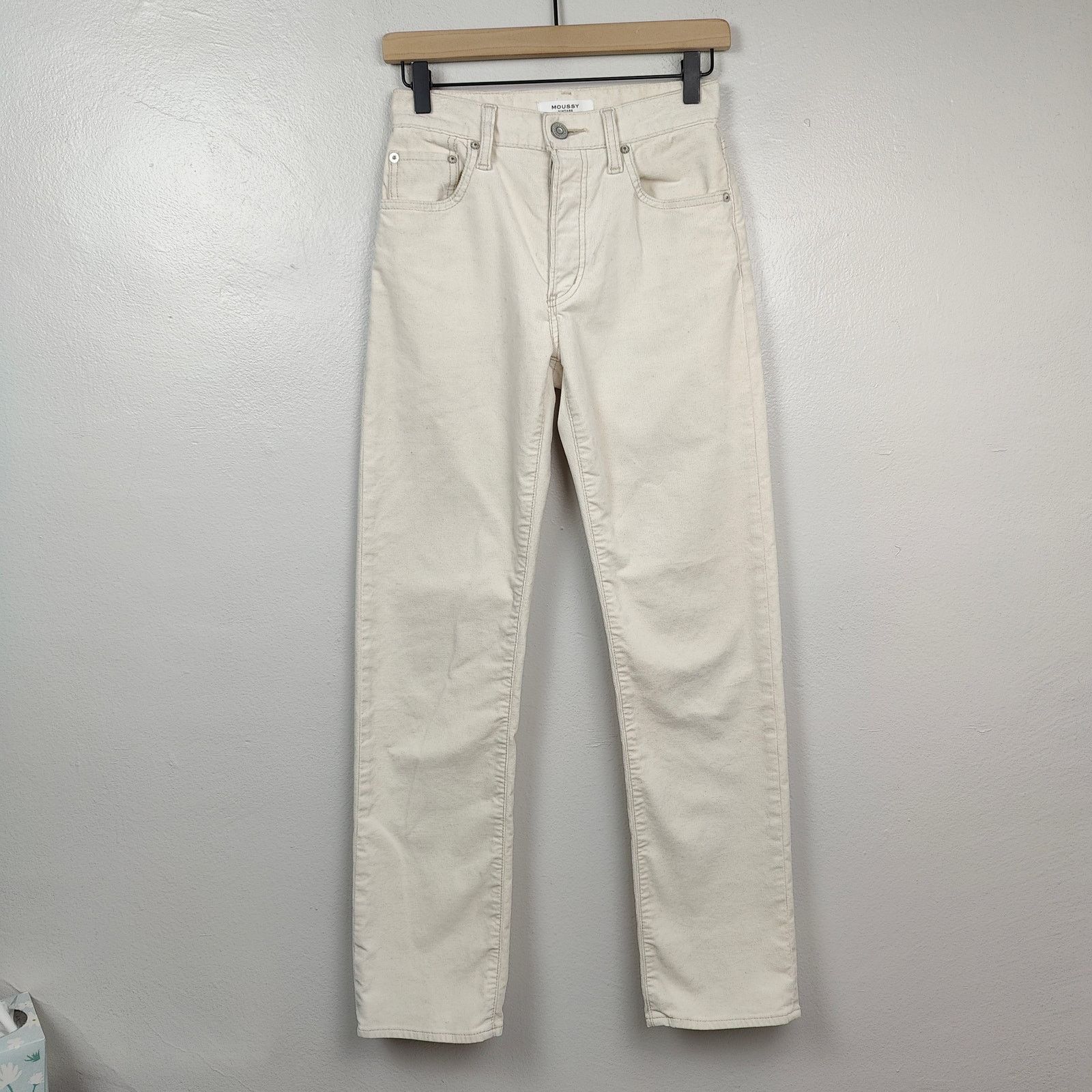 Other Moussy Vintage Corduroy Pants Womens 24 Cream Straight Leg Size 24" / US 00 / IT 34 - 1 Thumbnail