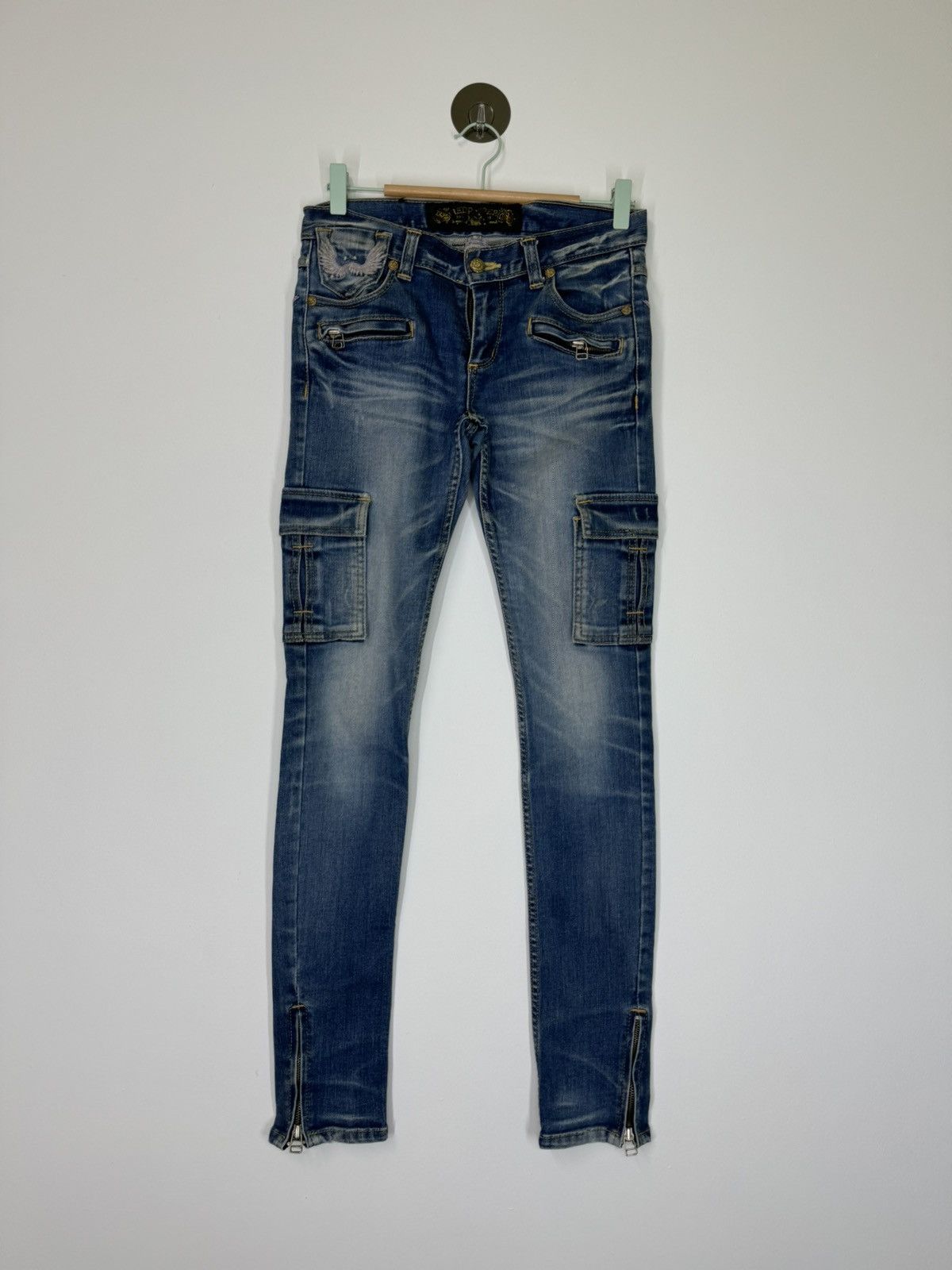 If Six Was Nine Acid Wash RedPepper Skinny Multi Pocket Jeans Low Rise Size US 28 / EU 44 - 2 Thumbnail