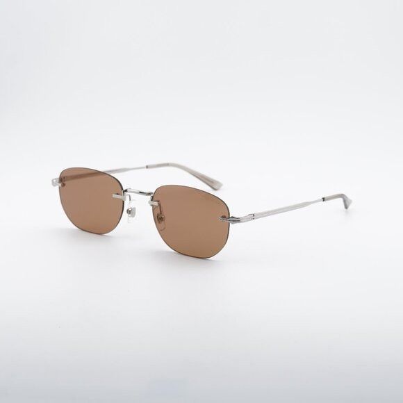 Montblanc Montblanc MB0303S 003 Sunglasses Silver Square Frame, Brown Size ONE SIZE - 1 Thumbnail