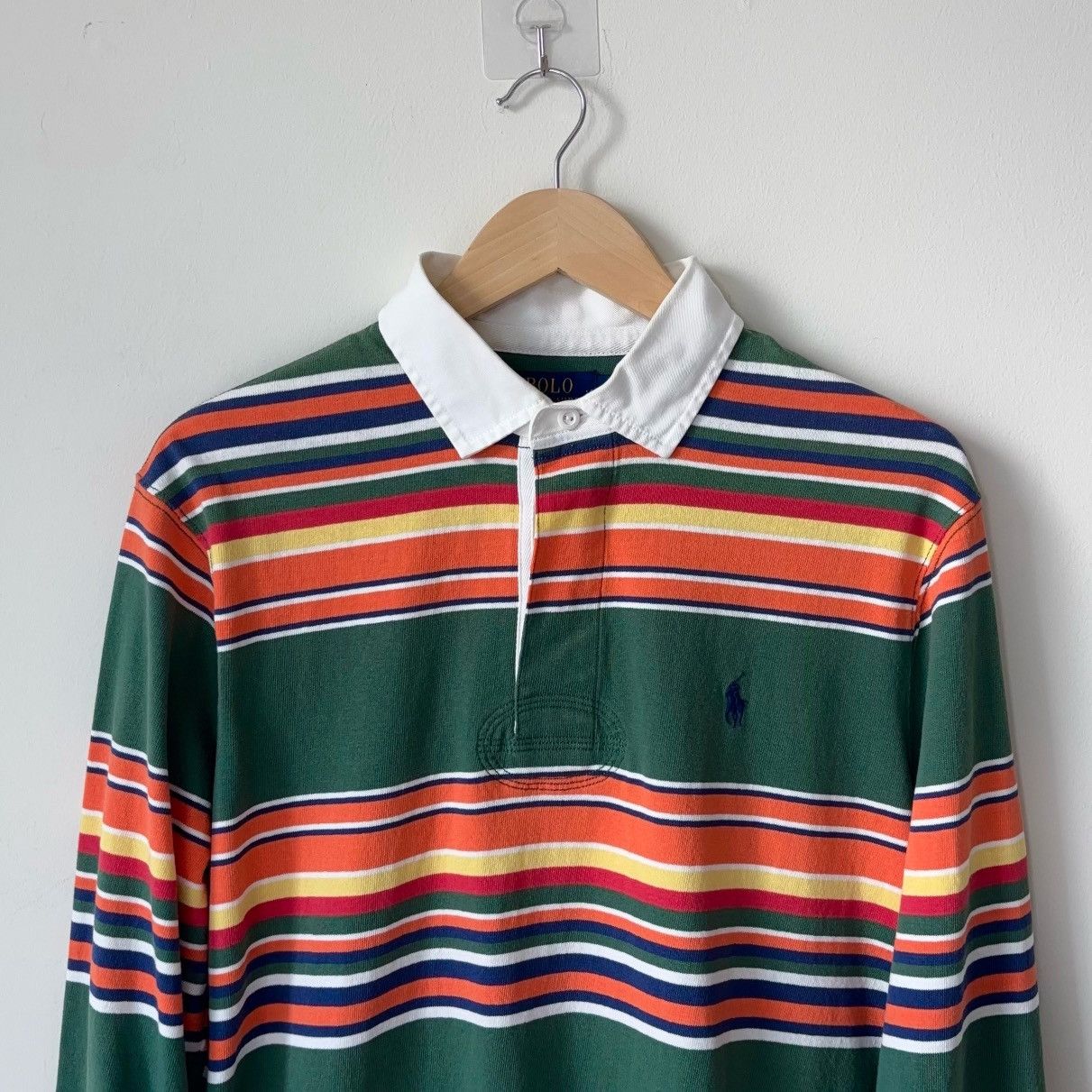 Polo Ralph Lauren Green Multi Stripe The Iconic Rugby Shirt Classic Fit Size US M / EU 48-50 / 2 - 2 Thumbnail