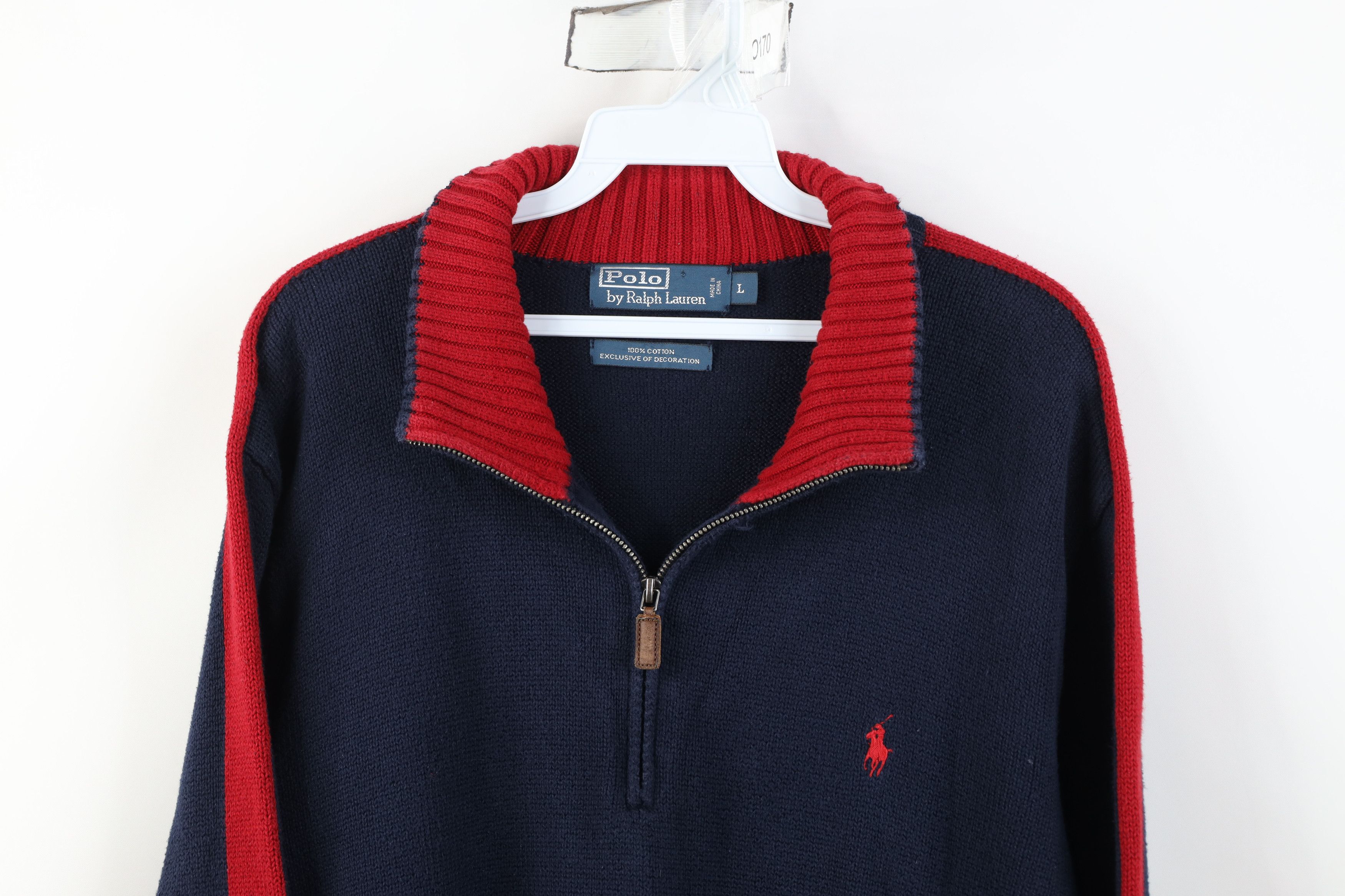 Polo Ralph Lauren Vintage 90s Ralph Lauren Ribbed Knit 1/4 1/2 Zip Sweater Size US L / EU 52-54 / 3 - 2 Thumbnail