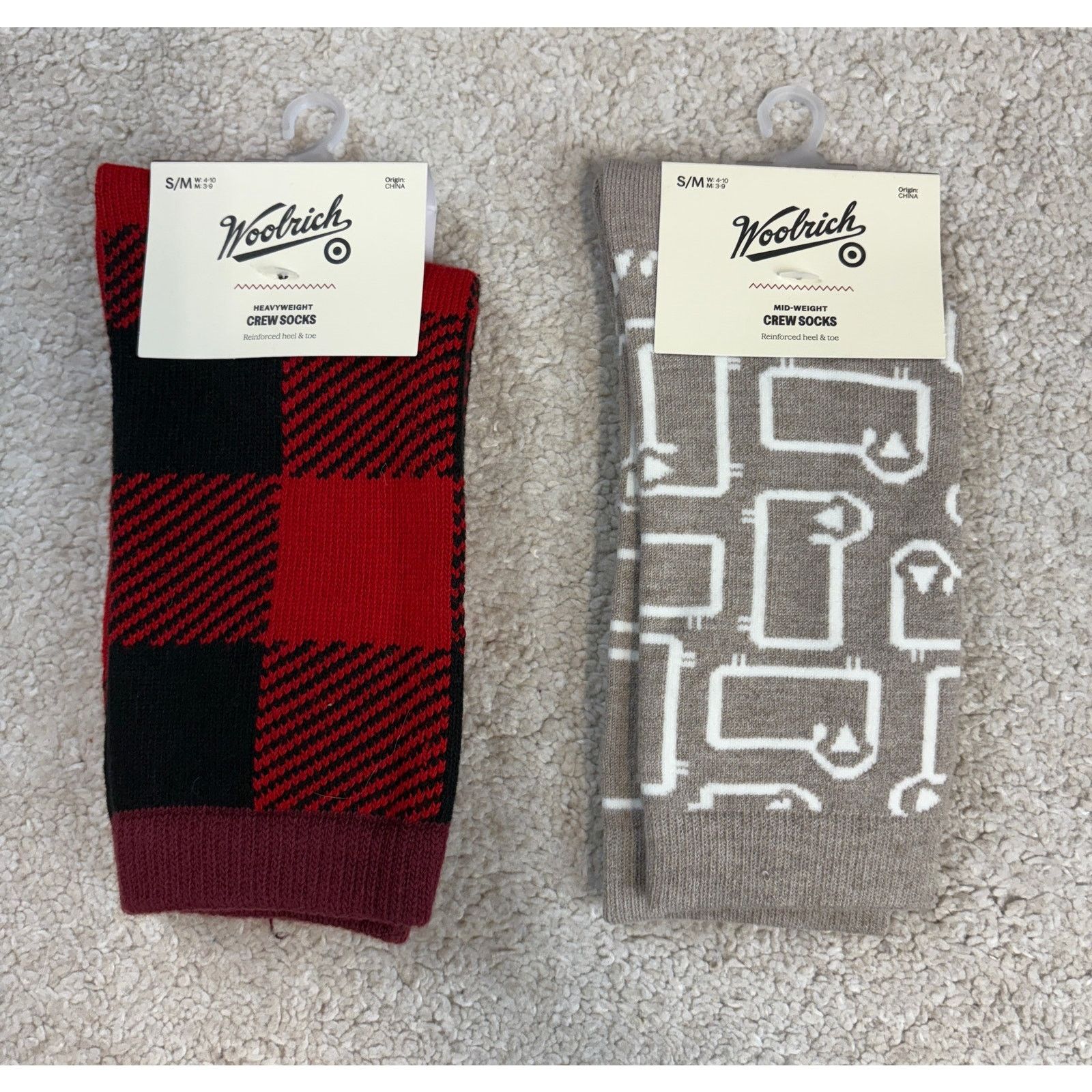 Woolrich Woolen Mills Woolrich x Target 2 Crew Socks Buffalo Check Khaki Sheep S/M Size ONE SIZE - 1 Thumbnail