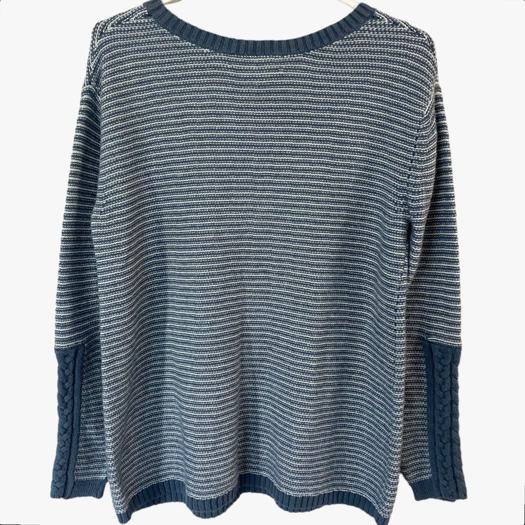 The Territory Ahead The Territory Ahead Pullover Sweater Womens Small Blue White Striped Long Sleeve Knitted Knit Acrylic Cotton Pullover Sweatshirt Size S / US 4 / IT 40 - 3 Thumbnail