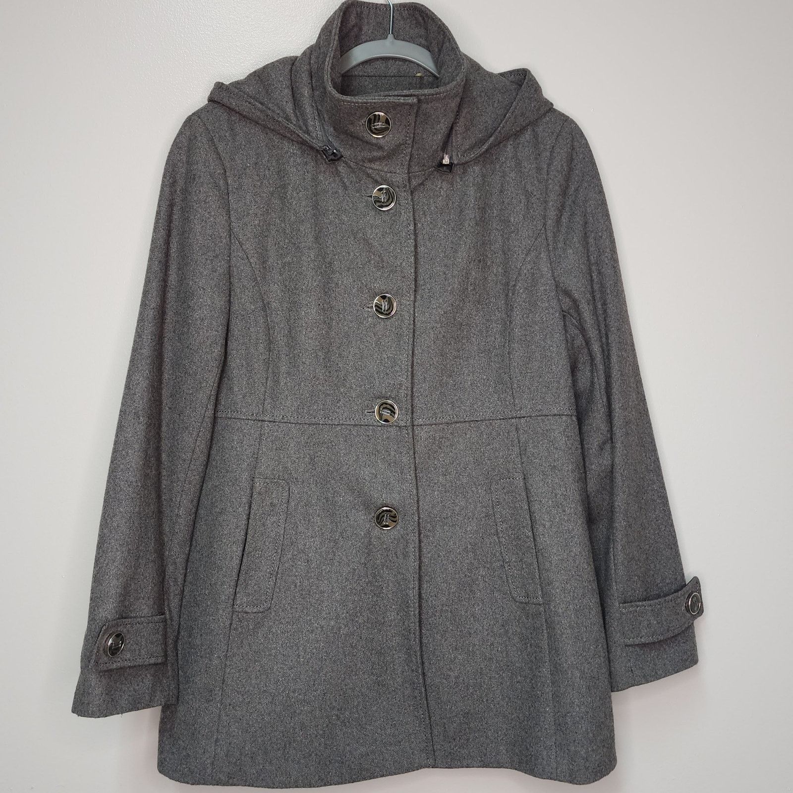 Kenneth Cole Womens Kenneth Cole Reaction Wool Coat sz14 Removable Hood Size XL / US 12-14 / IT 48-50 - 1 Thumbnail