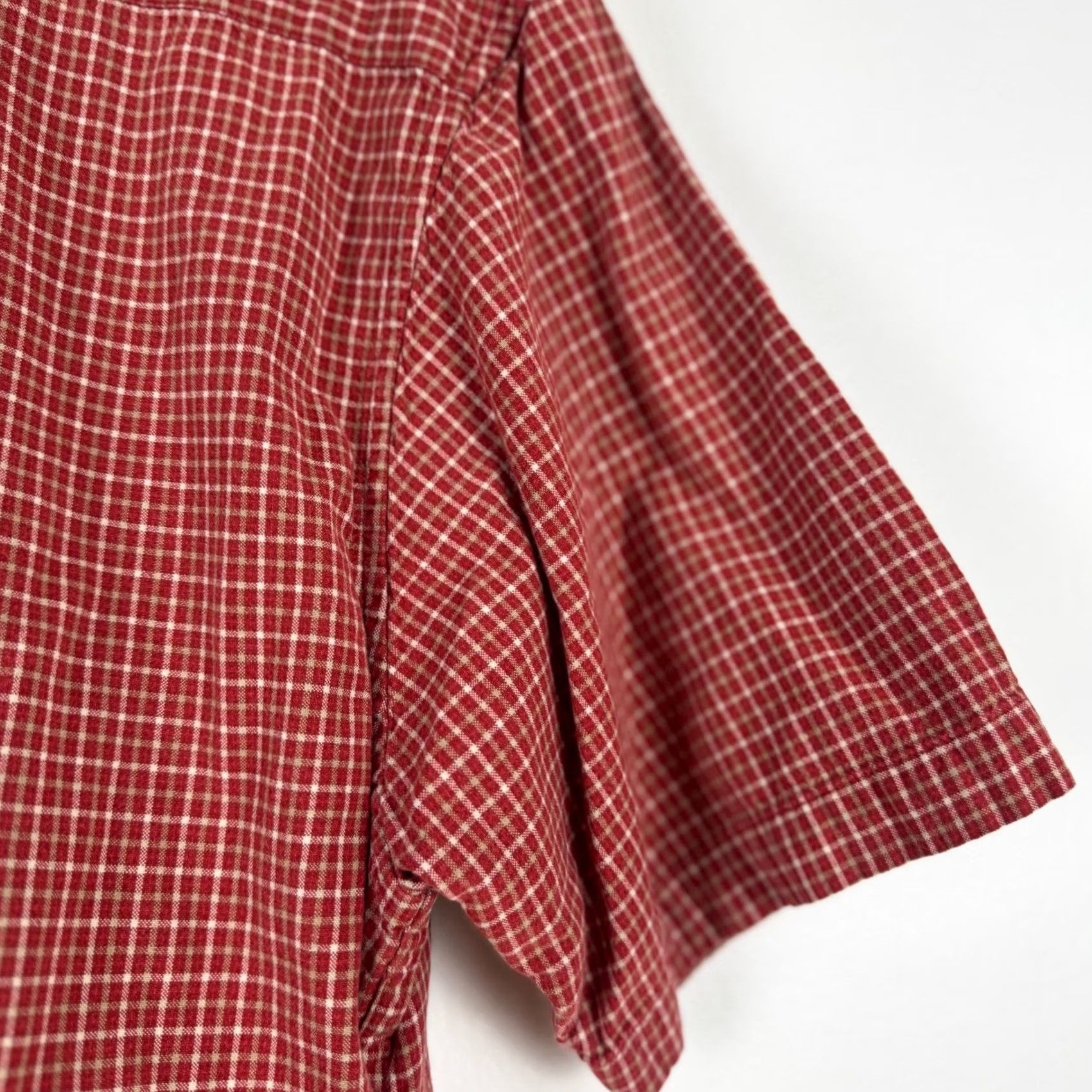 Timberland VINTAGE Timberland Mens Red White Gingham Plaid Short Sleeve Button Up Shirt Size L Size US L / EU 52-54 / 3 - 5 Thumbnail
