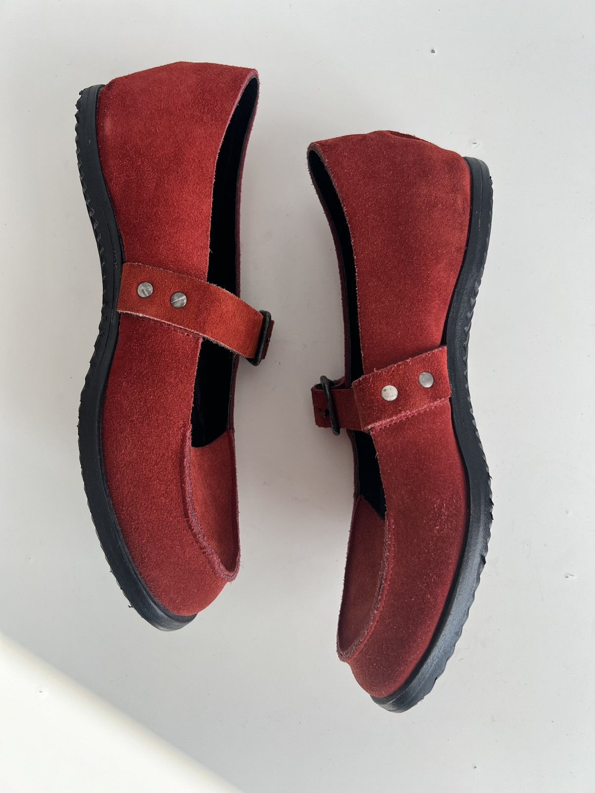 Ann Demeulemeester 🇺🇸Cliff Dweller x Cydwoq Mary Jane Red Suede Shoes Size US 7 / IT 37 - 13 Thumbnail