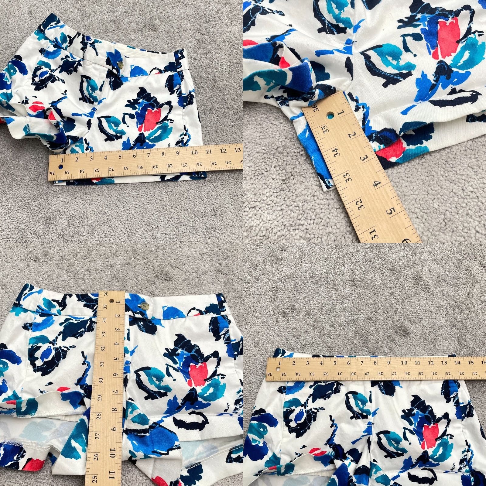 J.Crew J.CREW Womens Shorts 00 White Floral Casual Mid Rise Cotton Stretch Bermuda 3" Size 24" / US 00 / IT 34 - 8 Thumbnail