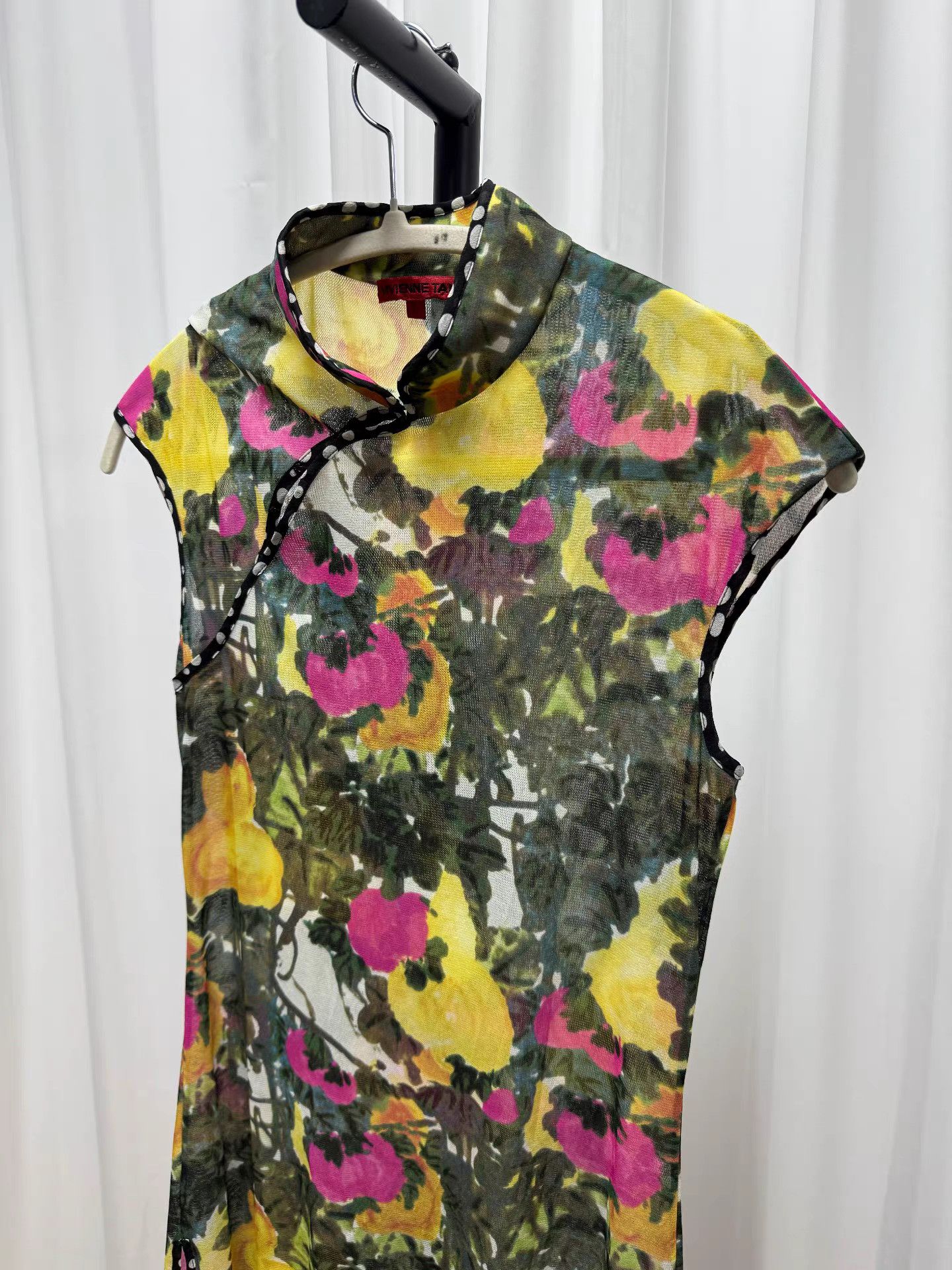 Vivienne Tam VIVIENNE TAM Oil Painting Flower Mesh Cheongsam K20 Size S / US 4 / IT 40 - 2 Thumbnail