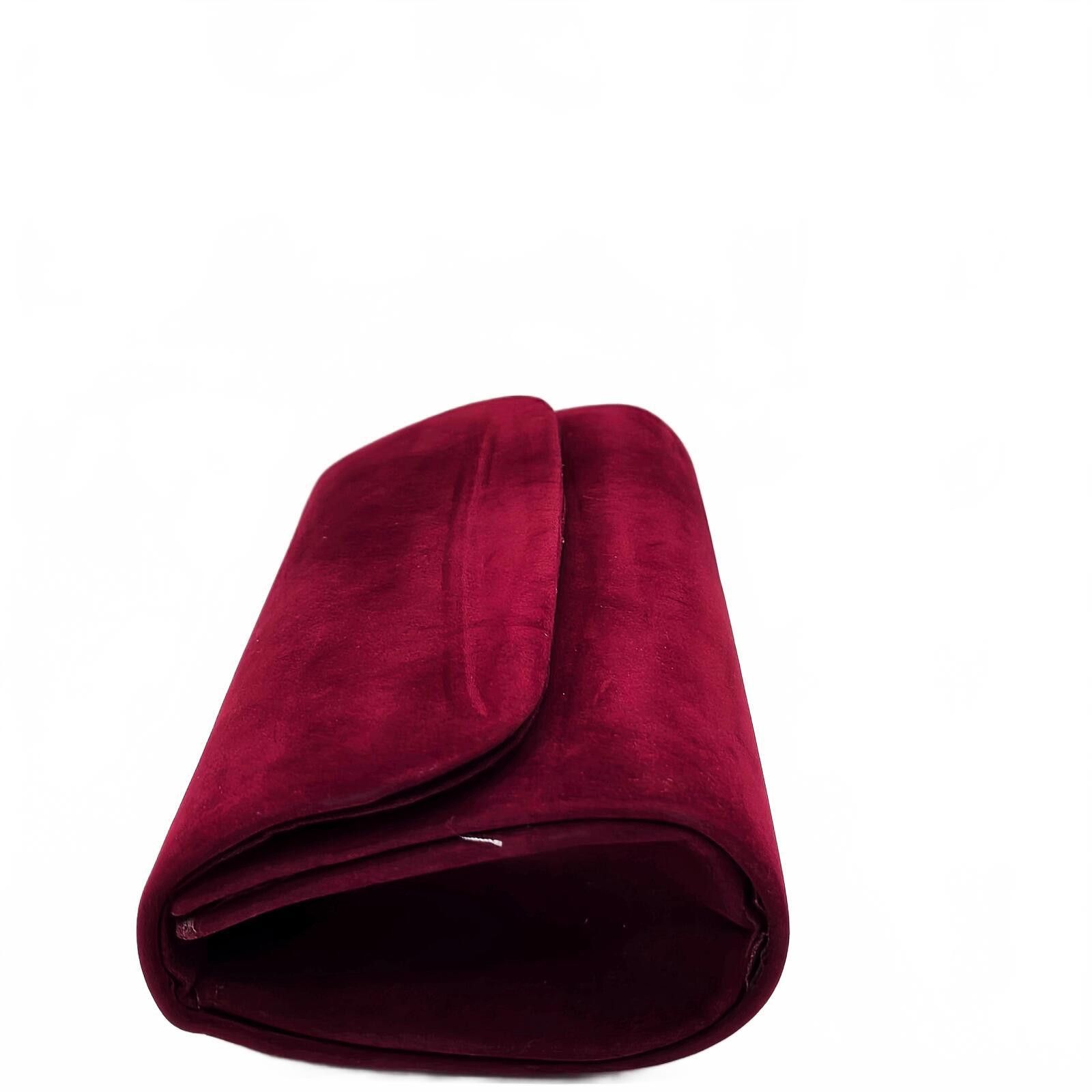 Unknown London Elegant Burgundy Velvet Clutch with Silver Chain Strap Size ONE SIZE - 4 Thumbnail