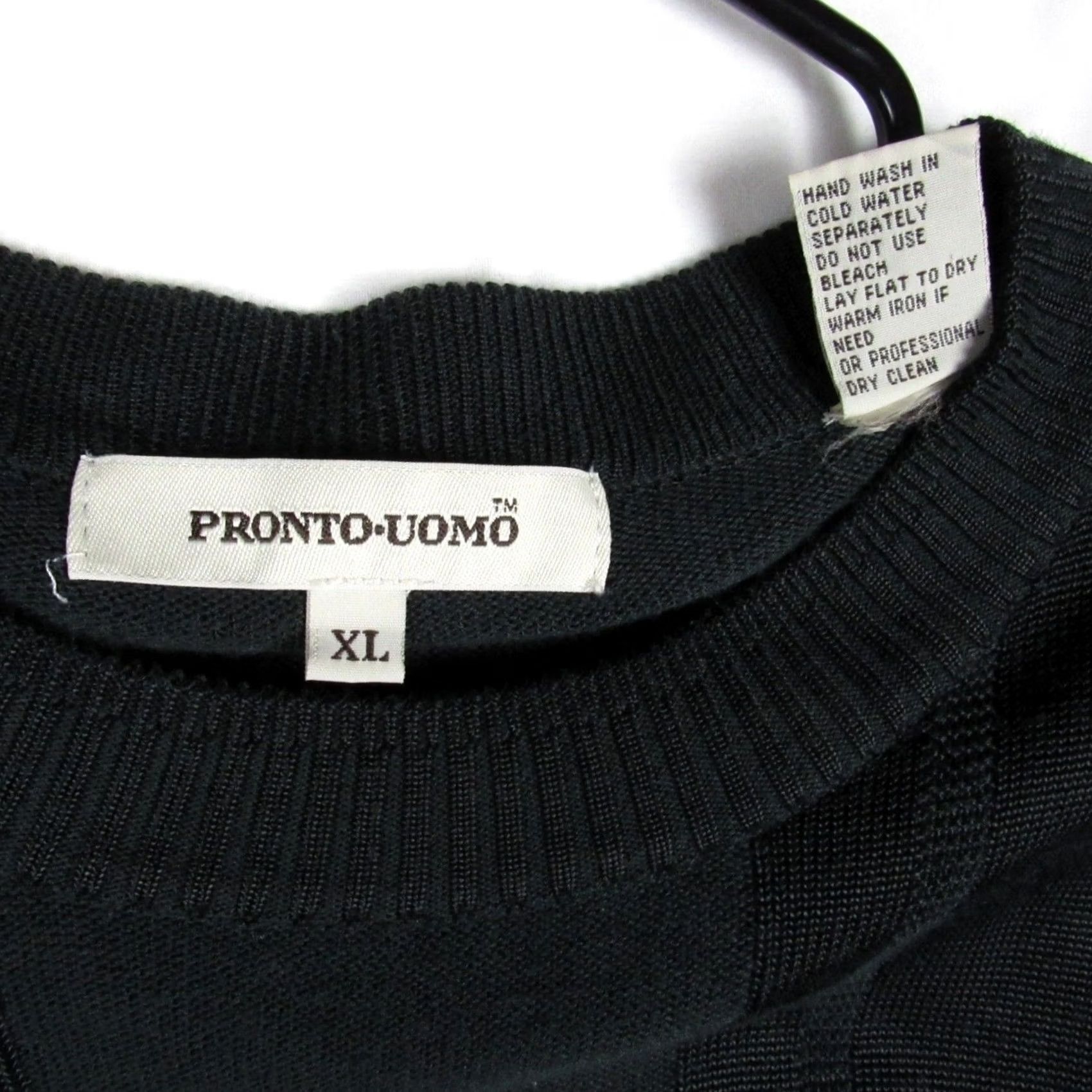 Pronto Uomo Pronto Uomo Mens Black Crewneck Sweater Pullover XL Cotton Rayon Long Sleeve Size US XL / EU 56 / 4 - 3 Thumbnail