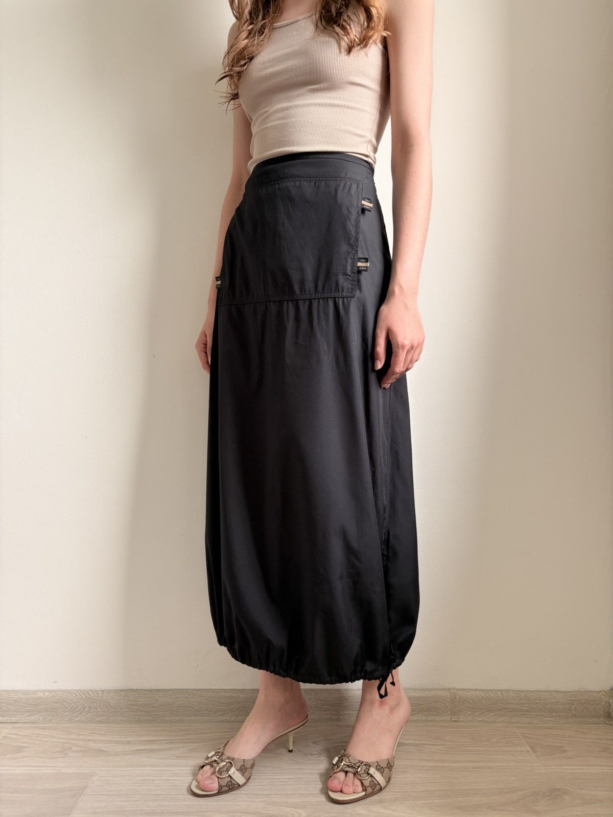 Fendi × Vintage FENDI 90s VINTAGE BLACK A-LINE LONG MAXI SKIRT Y2K IT 44 M L Size 30" / US 8 / IT 44 - 6 Thumbnail