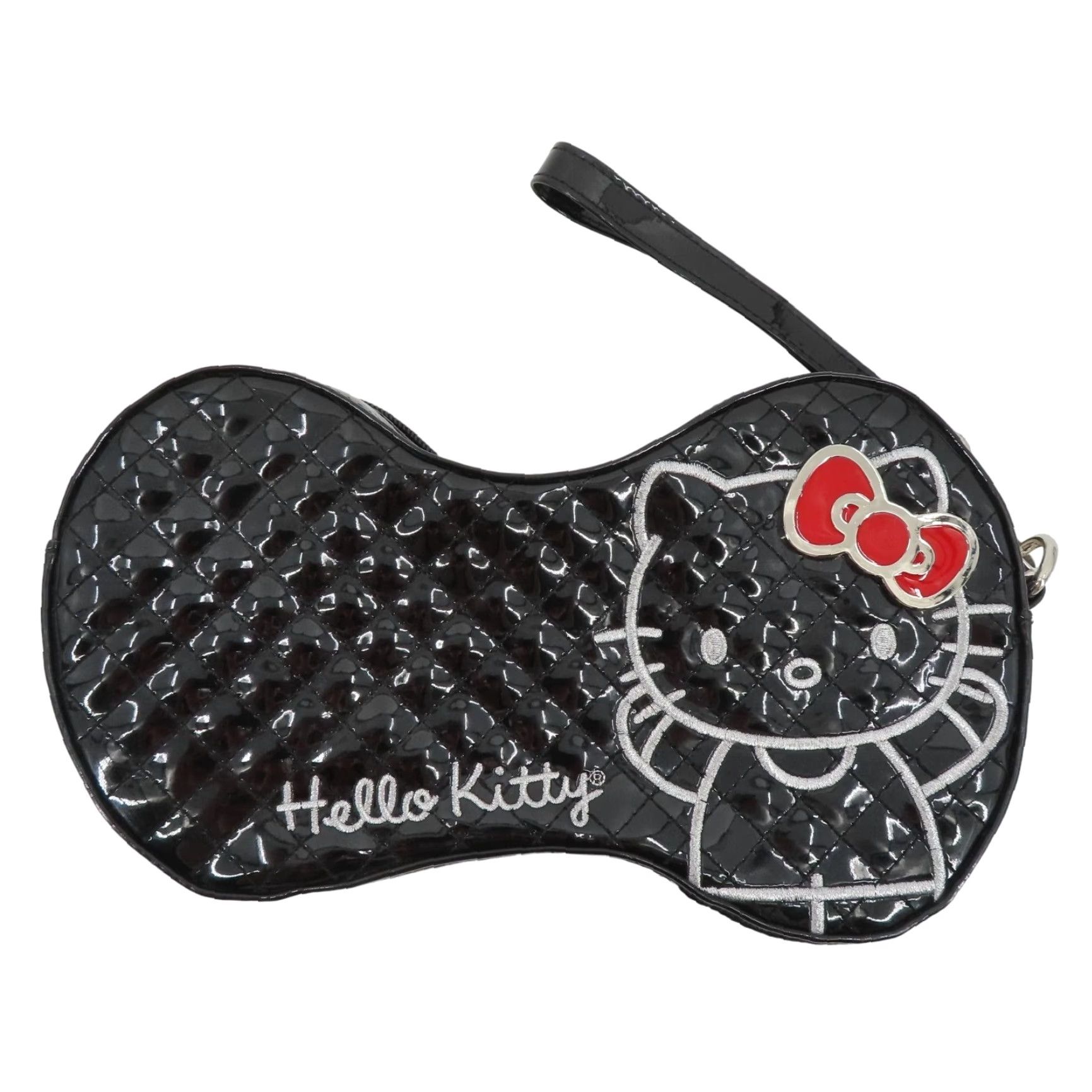 Vintage VINTAGE Loungefly Sanrio Hello Kitty Clutch Bag Quilted Bow Shape Handbag Purse 2011 Collection Womens Black Size ONE SIZE - 2 Thumbnail