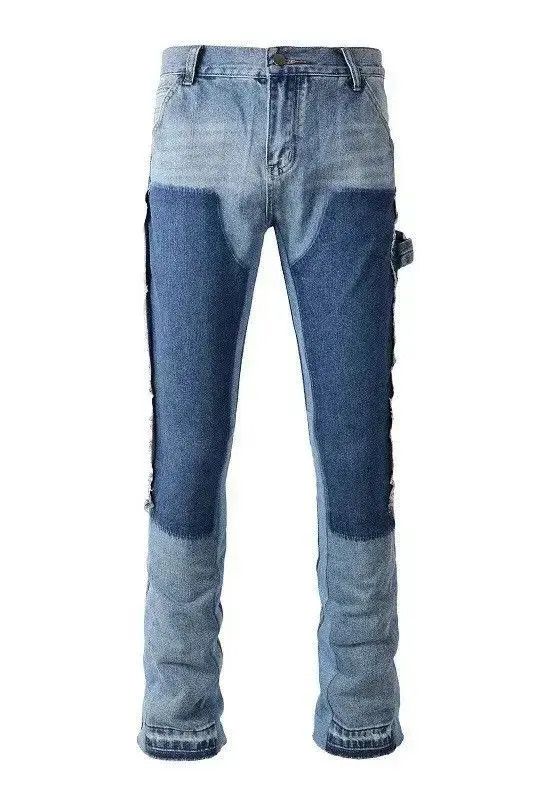 Japanese Brand Mens Blue Flare Bootcut Spliced Non-Strecth Denim Size US 32 / EU 48 - 2 Thumbnail