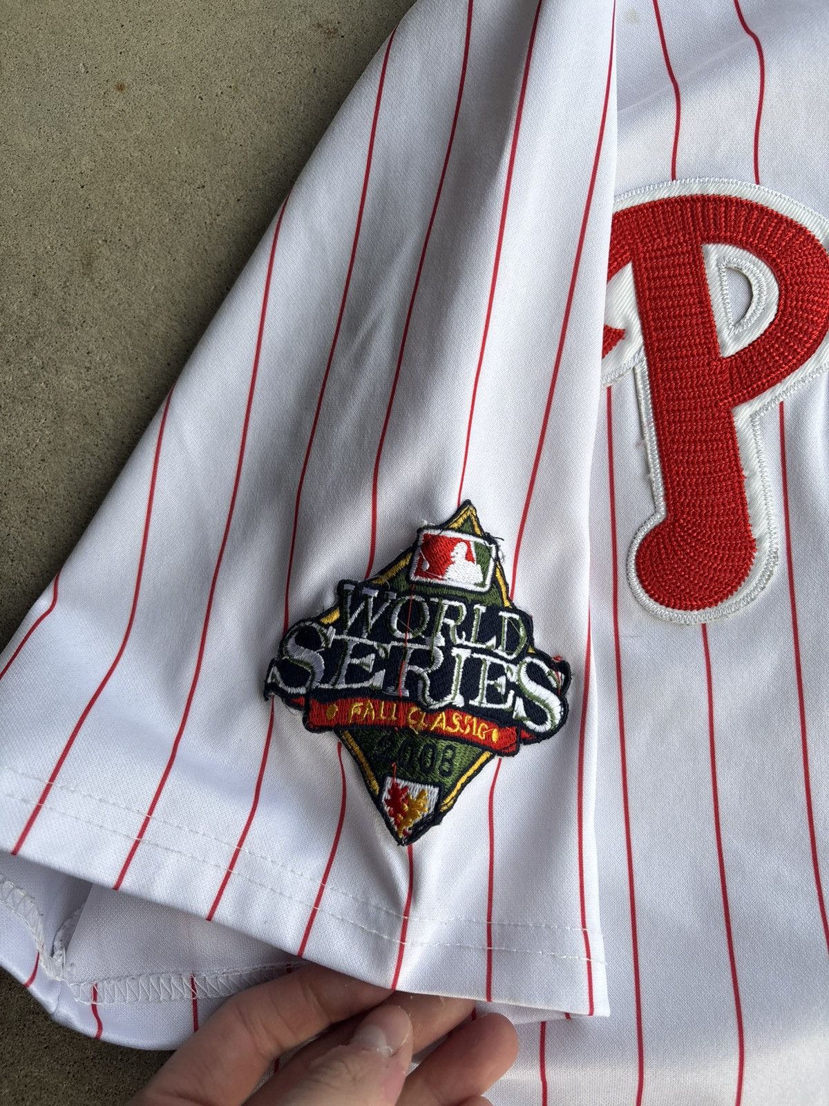 Majestic × Vintage Crazy 2008 Philadelphia Phillies Boxy Pinstripe Jersey Size US XL / EU 56 / 4 - 6 Thumbnail