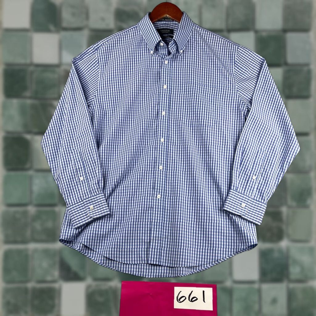 Nordstrom Nordstrom Mens Shop Shirt Large Wrinkle Free Casual Button Up Long Sleeve Plaid Blue Cotton Woven Button-Down Pocketed Classic Regular L Mens Shirt Size US L / EU 52-54 / 3 - 1 Thumbnail