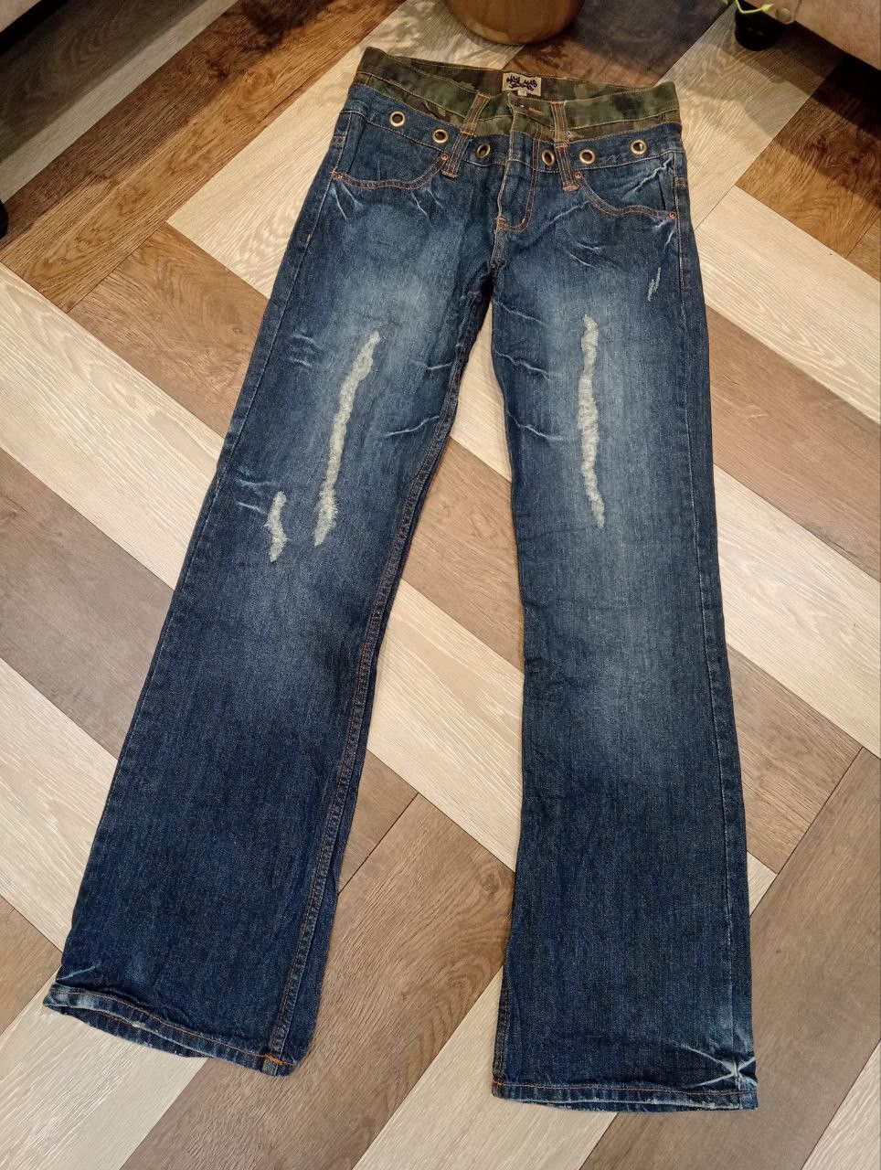 If Six Was Nine JAPANESE NYLAUS DOUBLE WAIST FLARED JEANS Size US 31 - 3 Thumbnail