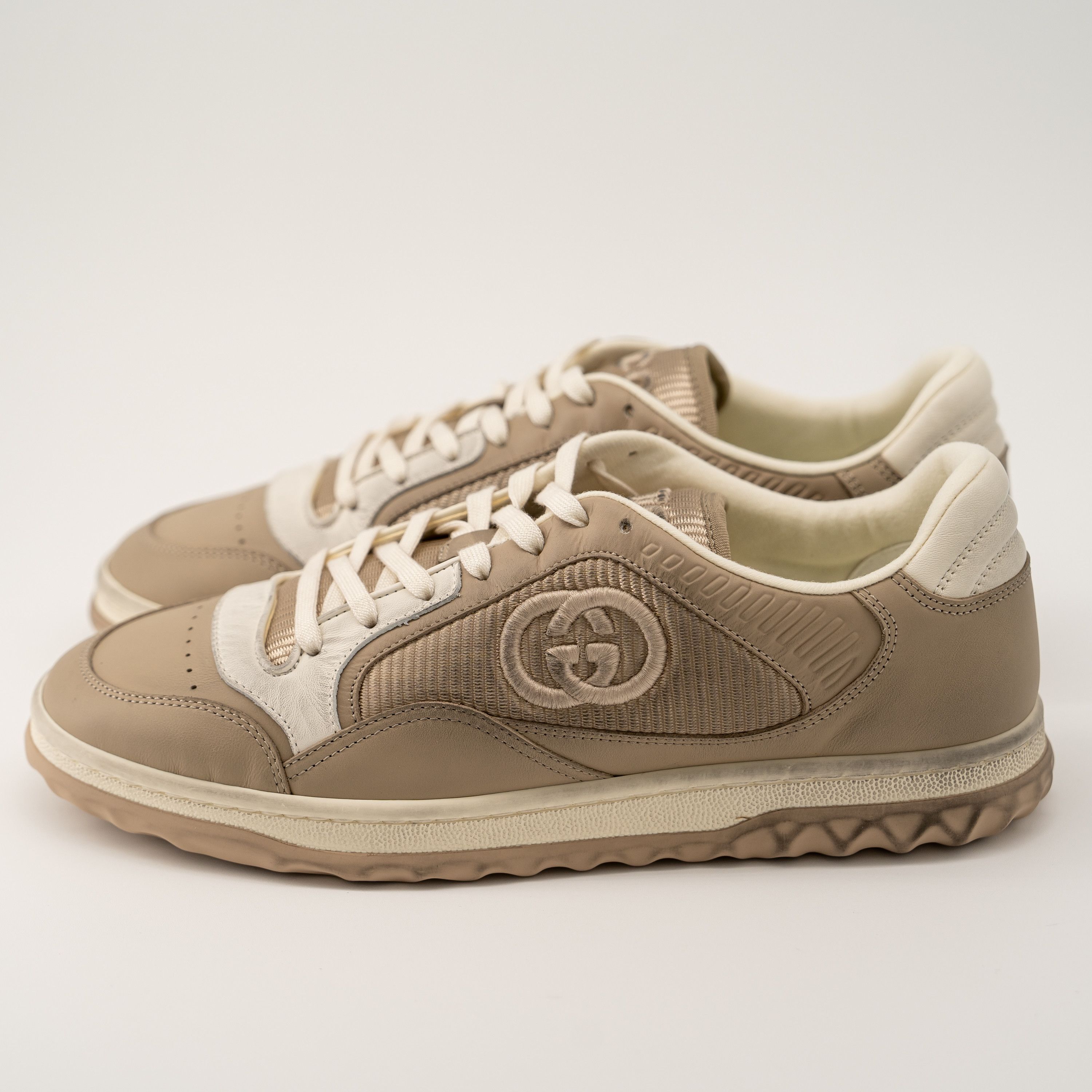 Gucci 12G Gucci MAC80 Beige White Leather Sneakers Distressed Size US 12.5 / EU 45-46 - 4 Thumbnail