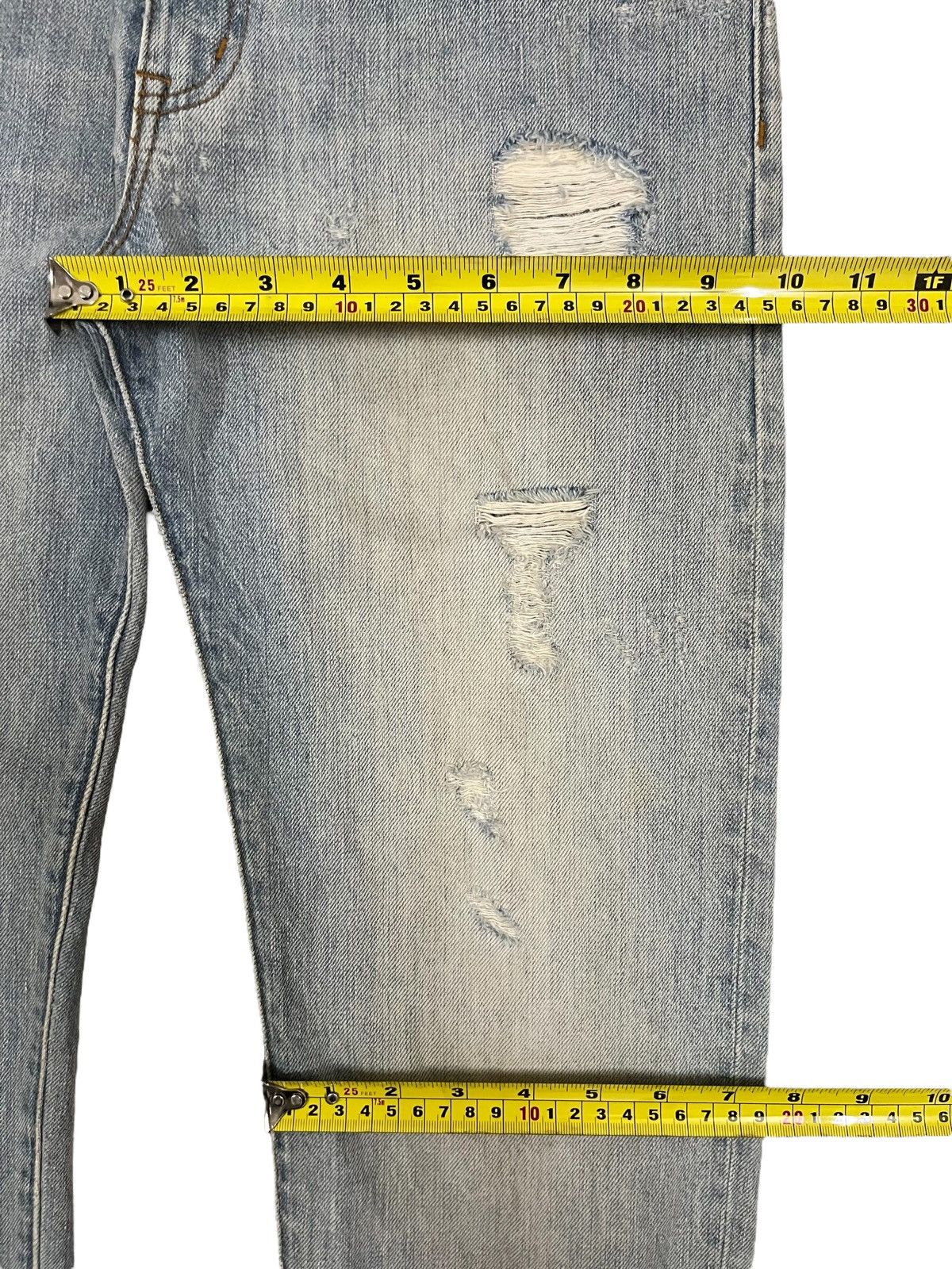 Designer Vintage Light Blue Heavy Distressed Regular Straight Jeans Size US 30 / EU 46 - 15 Thumbnail