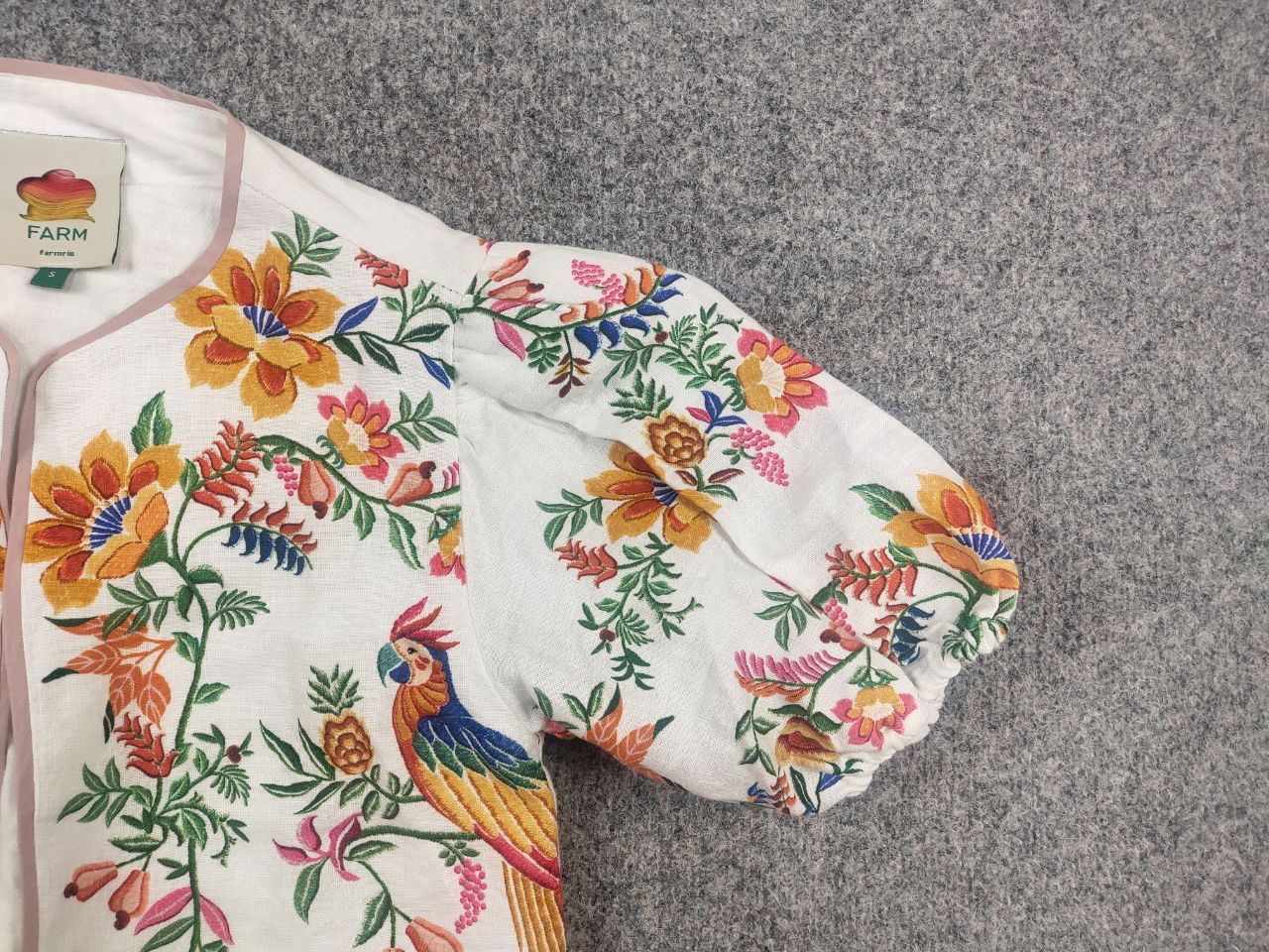 Farm Rio Farm Rio Delicate Forest Scarves Short Linen Blouse Sleeve Size S / US 4 / IT 40 - 7 Thumbnail