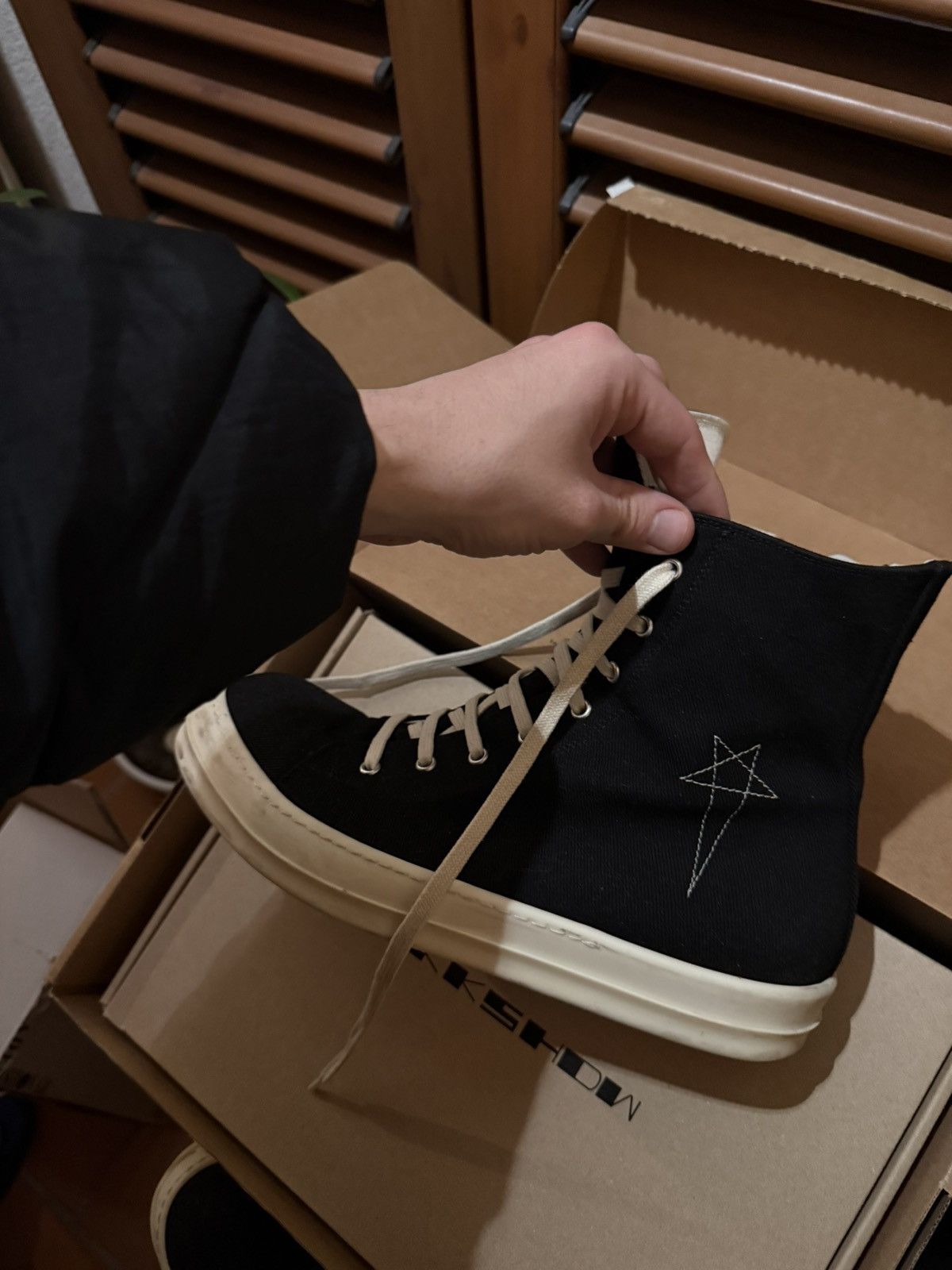 Rick Owens Drkshdw DRKSHDW Vegan Ramones Star Emboroidery Size US 12 / EU 45 - 6 Thumbnail
