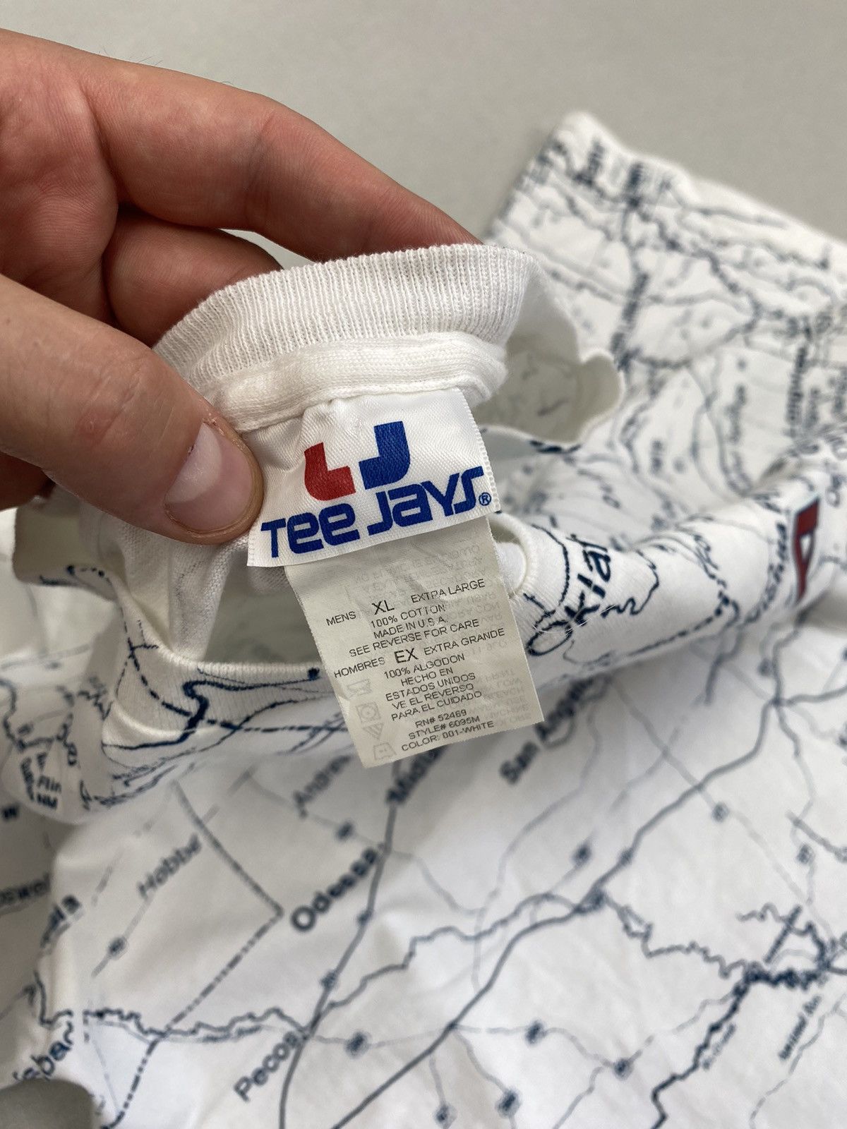 Vintage Texas Map All Over Print T Shirt XL 90s Graphic Tee Jays Size US XL / EU 56 / 4 - 4 Thumbnail