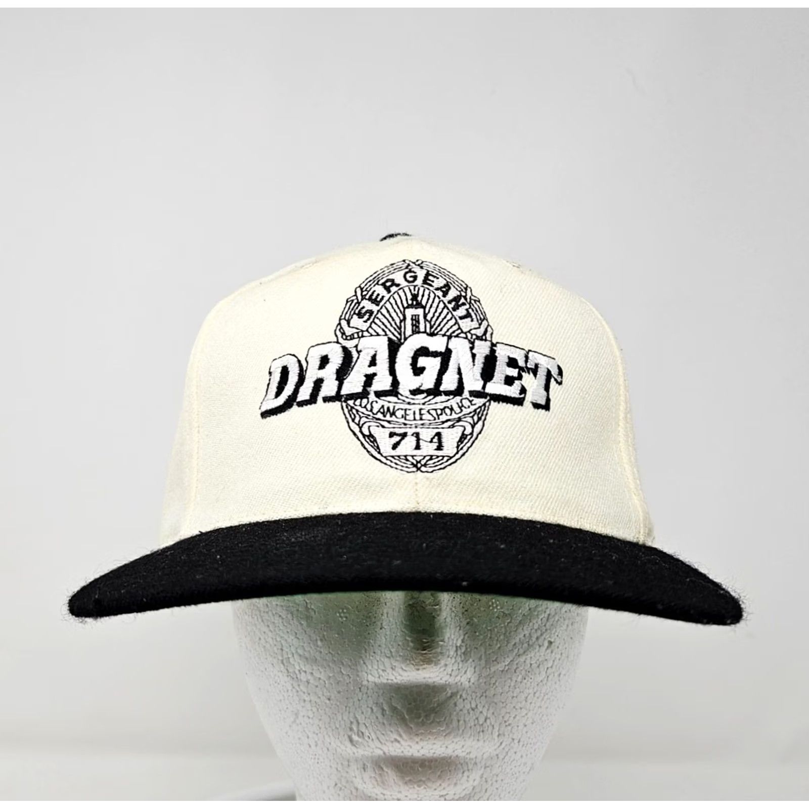 American Needle VINTAGE American Needle Dragnet Just The Facts Ma’am Snapback Hat White 90s Mens One Size Adjustable Cotton Solid Hat Size ONE SIZE - 2 Thumbnail