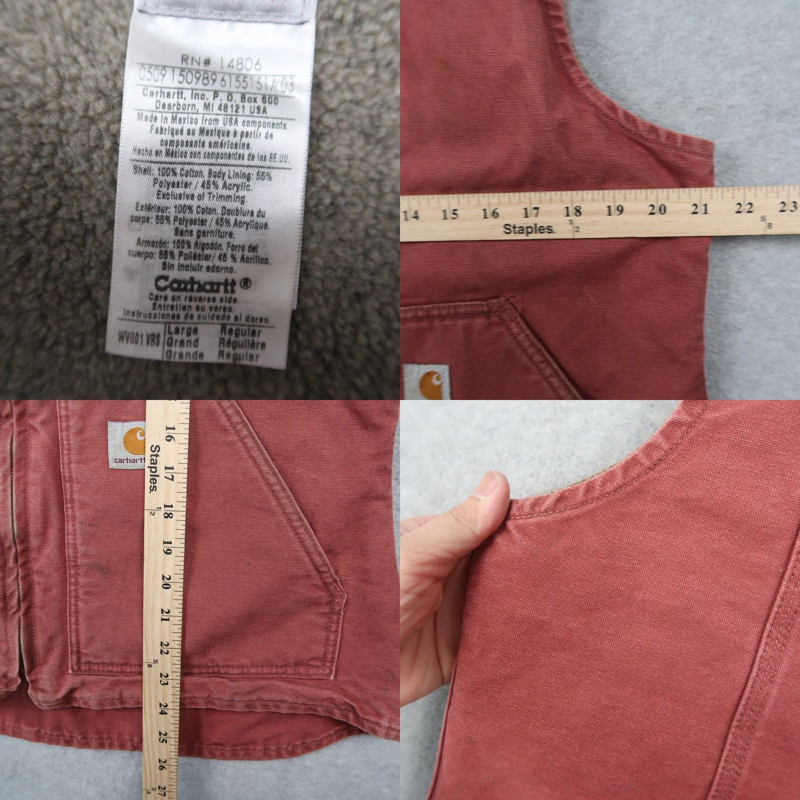 Carhartt VINTAGE Carhartt Vest Women’s L Pink Lined Sherpa WV001 VRS Regular Size L / US 10 / IT 46 - 9 Thumbnail