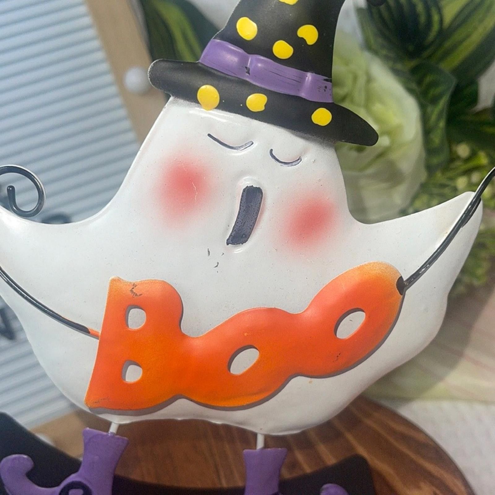 Designer Halloween Ghost Figurine with Orange 'Boo' Sign Size ONE SIZE - 2 Thumbnail